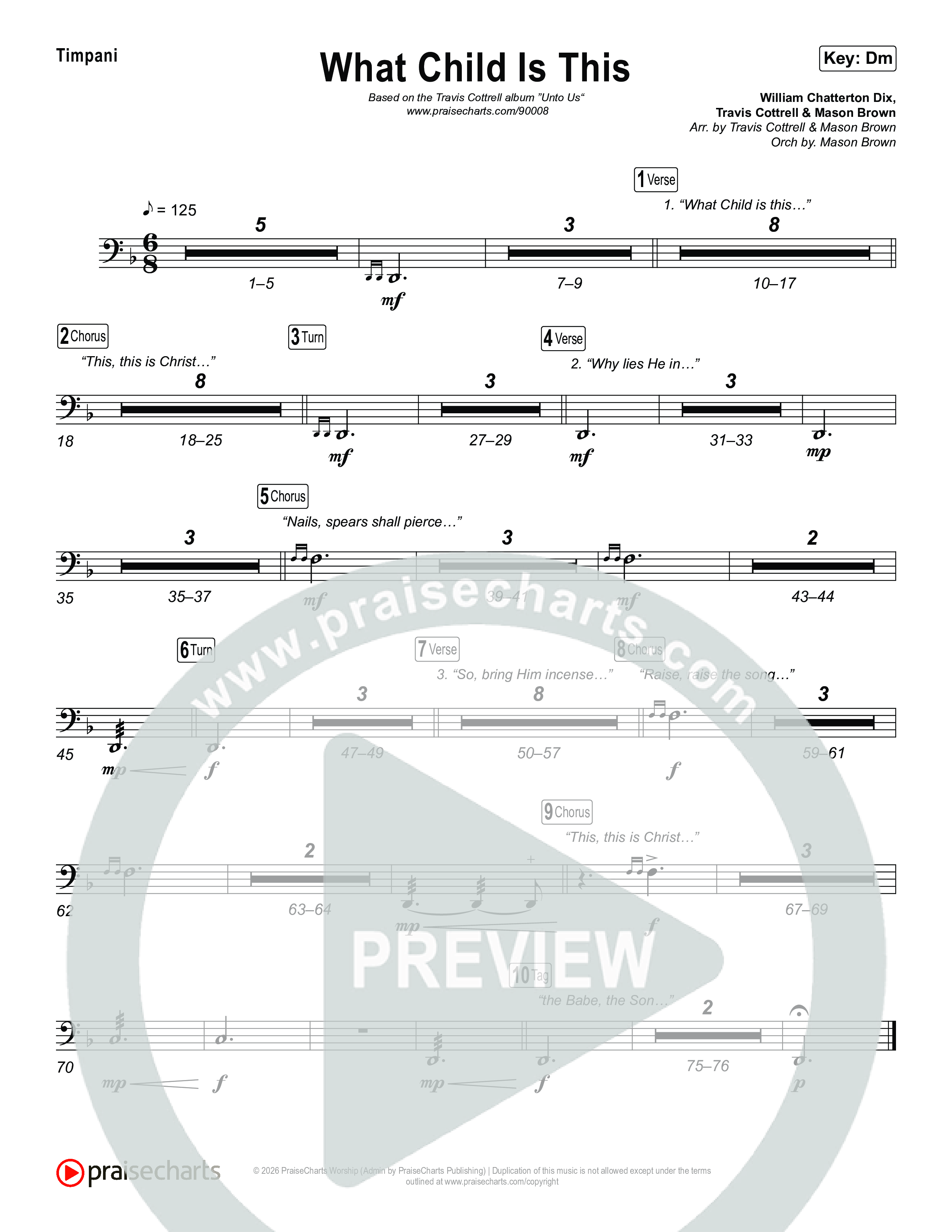 What Child Is This (Choral/SATB) Timpani (Travis Cottrell / Arr. Mason Brown)
