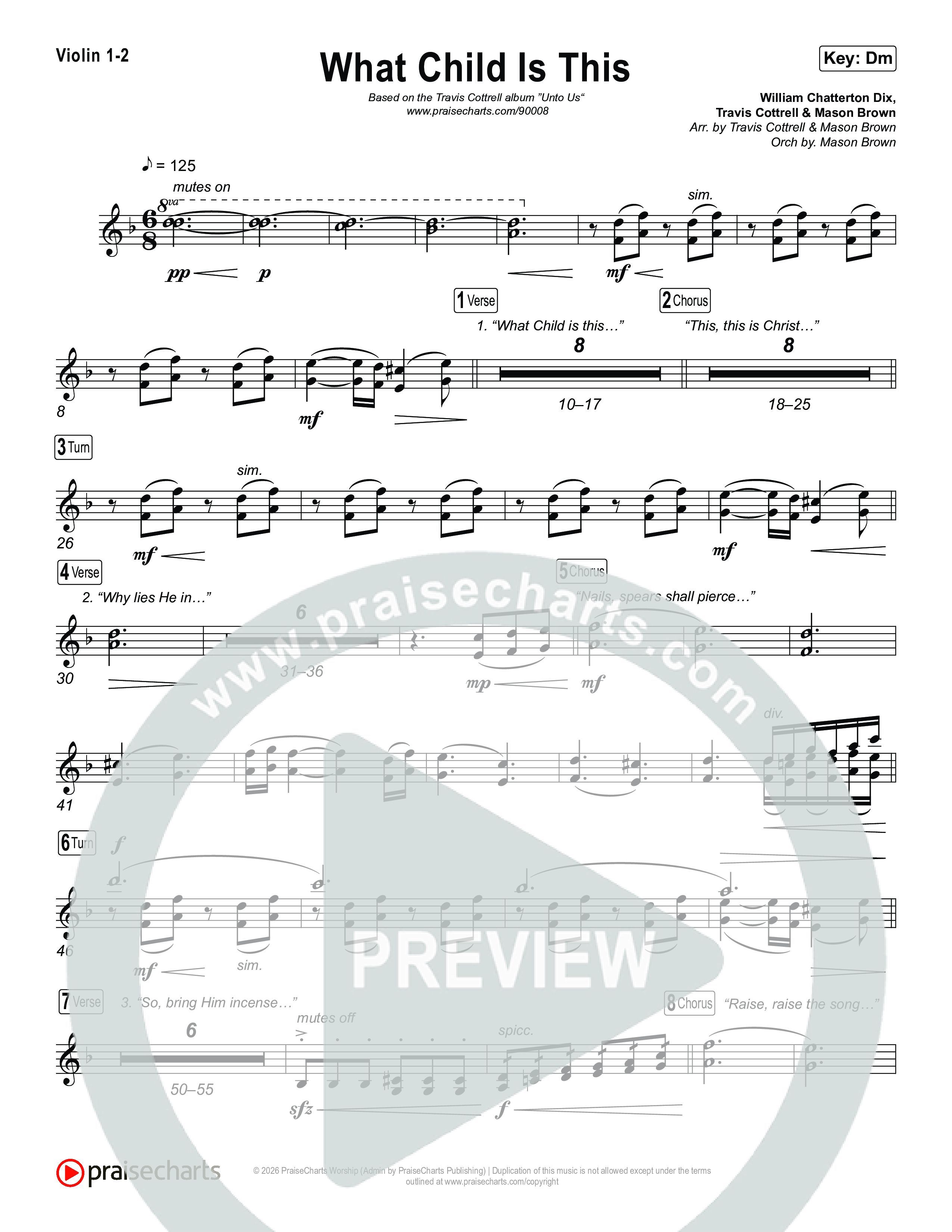 What Child Is This (Choral/SATB) String Pack (Travis Cottrell / Arr. Mason Brown)