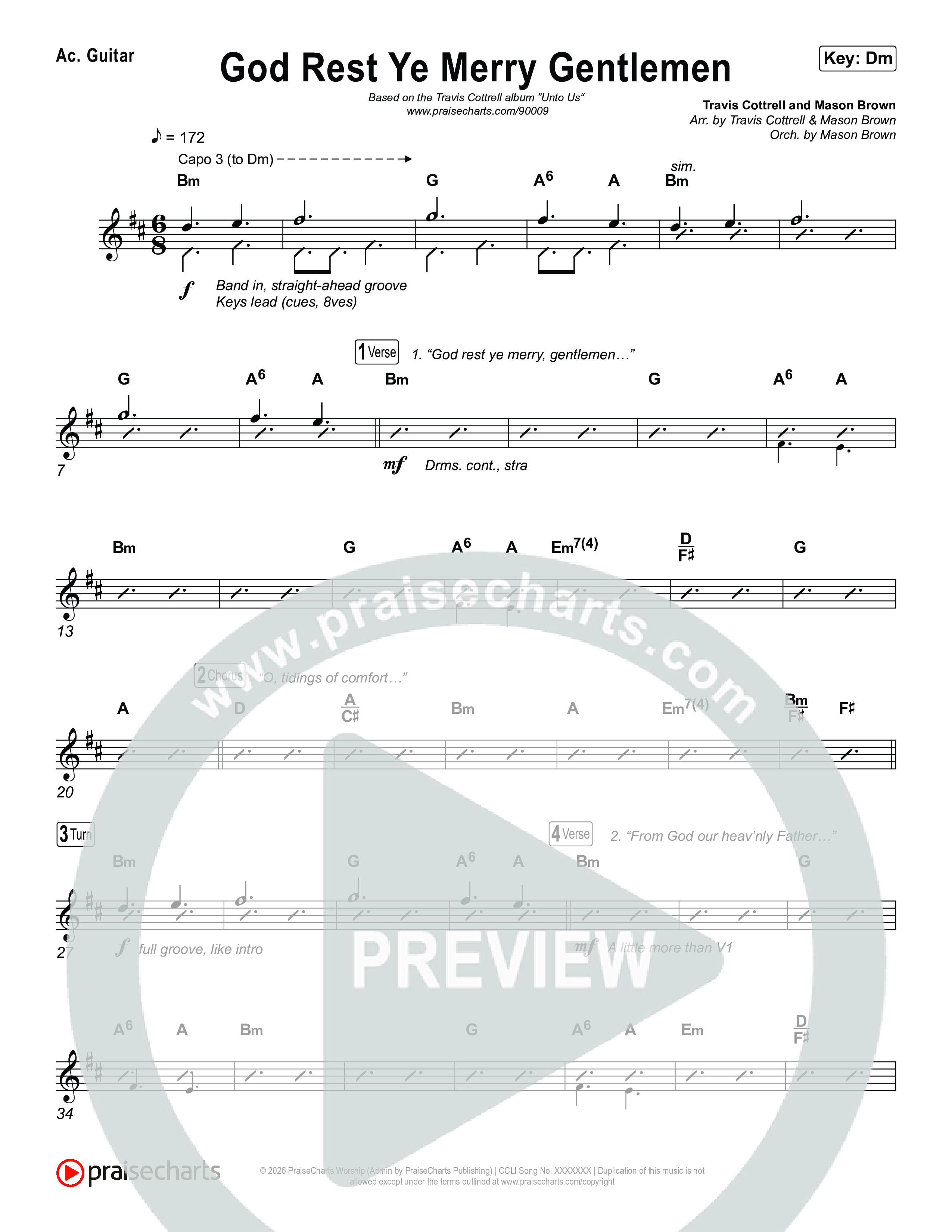 God Rest Ye Merry Gentlemen (Choral/SATB) Acoustic Guitar (Travis Cottrell / Arr. Mason Brown)
