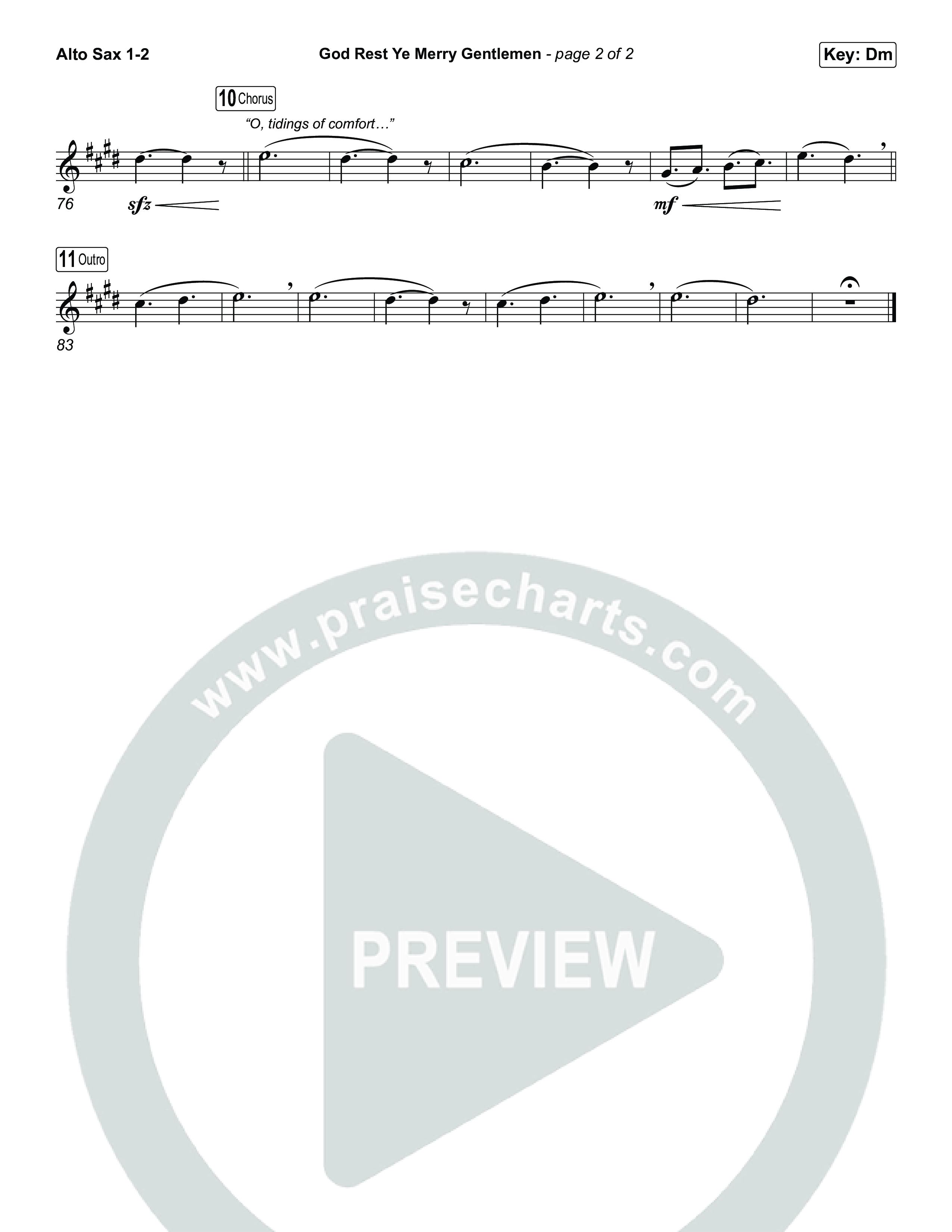 God Rest Ye Merry Gentlemen (Choral/SATB) Alto Sax 1,2 (Travis Cottrell / Arr. Mason Brown)