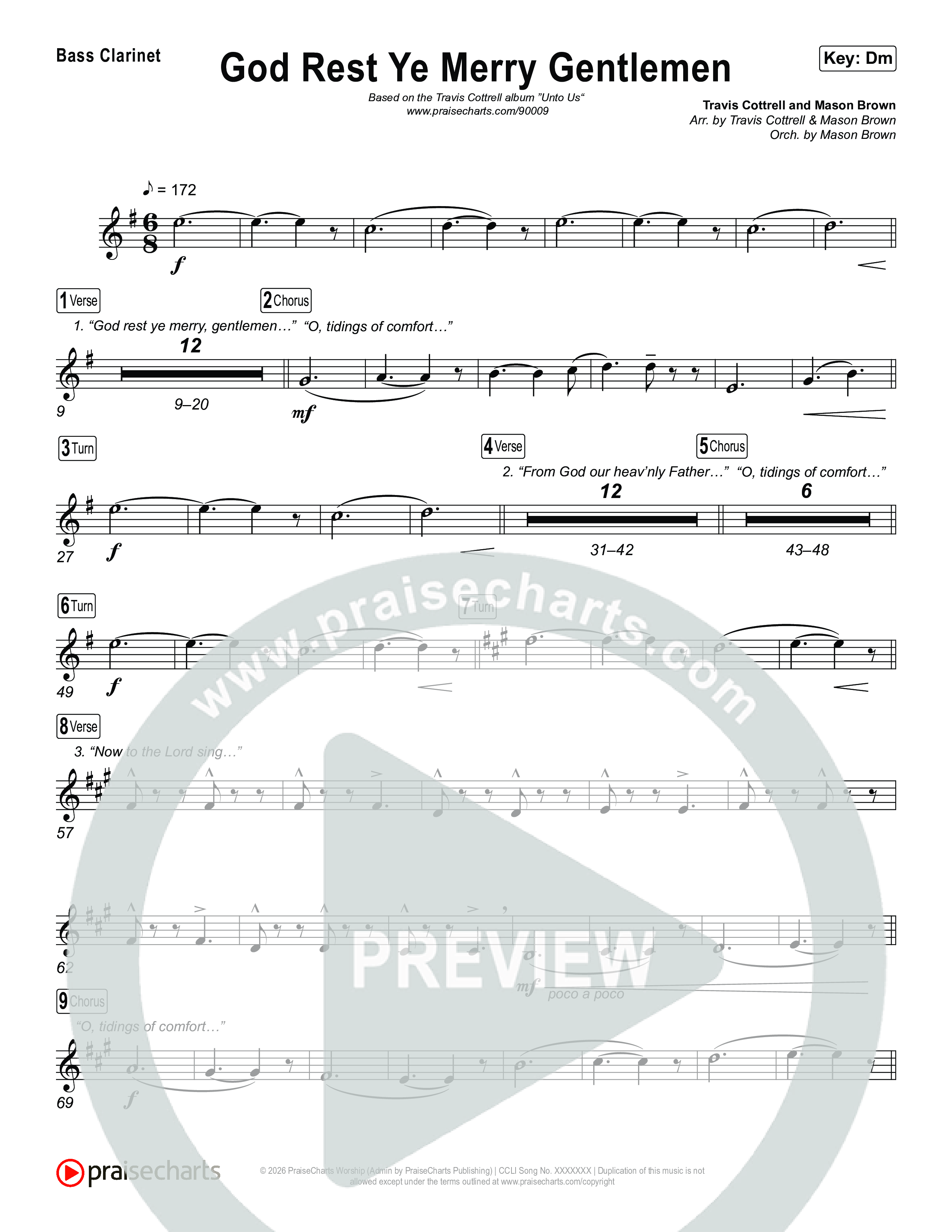 God Rest Ye Merry Gentlemen (Choral/SATB) Clarinet 1,2 (Travis Cottrell / Arr. Mason Brown)