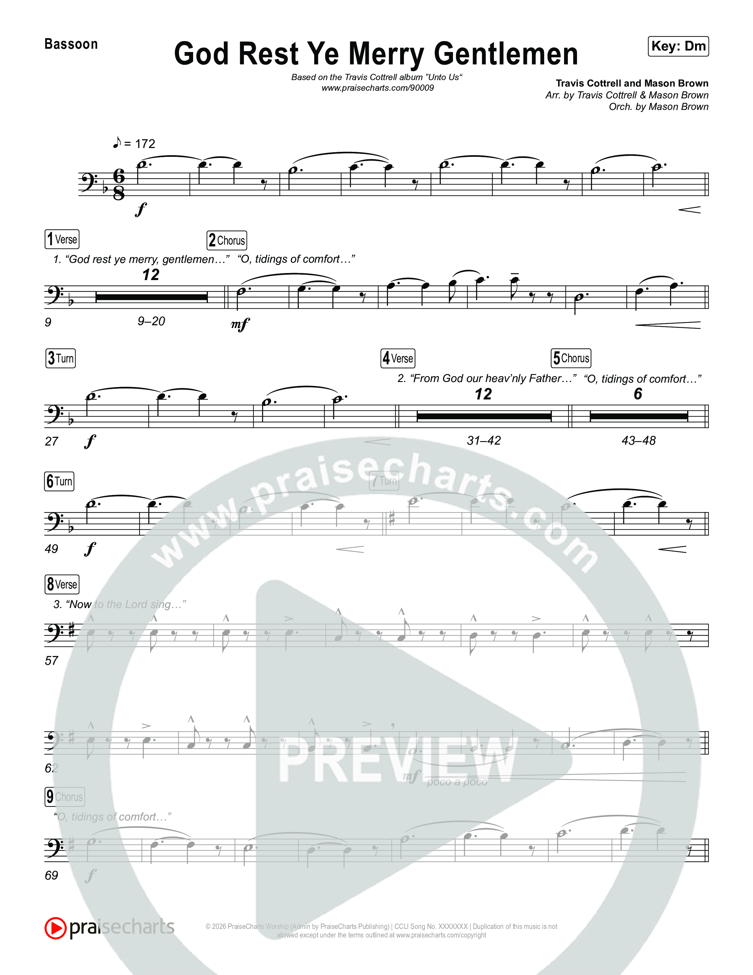 God Rest Ye Merry Gentlemen (Choral/SATB) Bassoon (Travis Cottrell / Arr. Mason Brown)