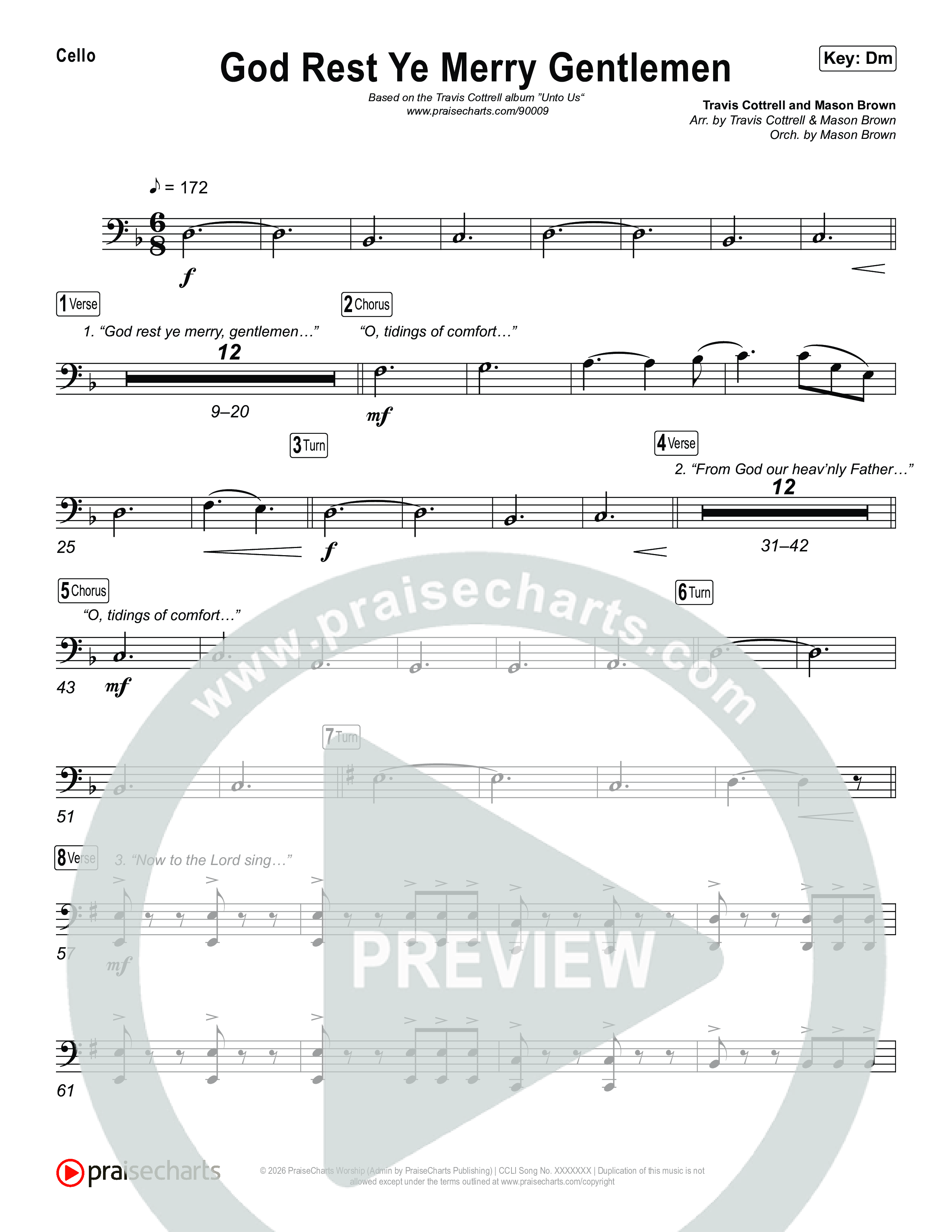 God Rest Ye Merry Gentlemen (Choral/SATB) Cello (Travis Cottrell / Arr. Mason Brown)