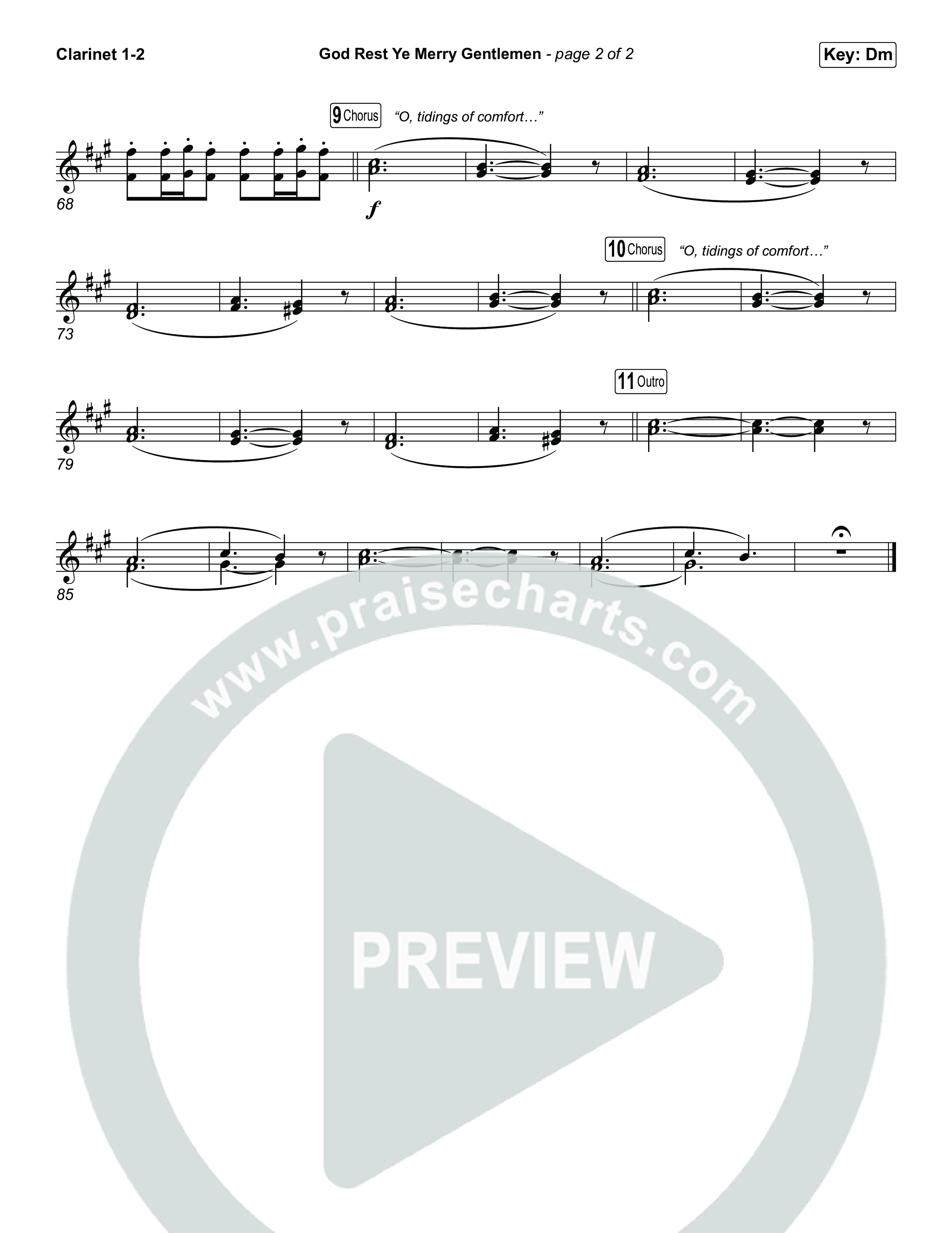 God Rest Ye Merry Gentlemen (Choral/SATB) Clarinet 1,2 (Travis Cottrell / Arr. Mason Brown)