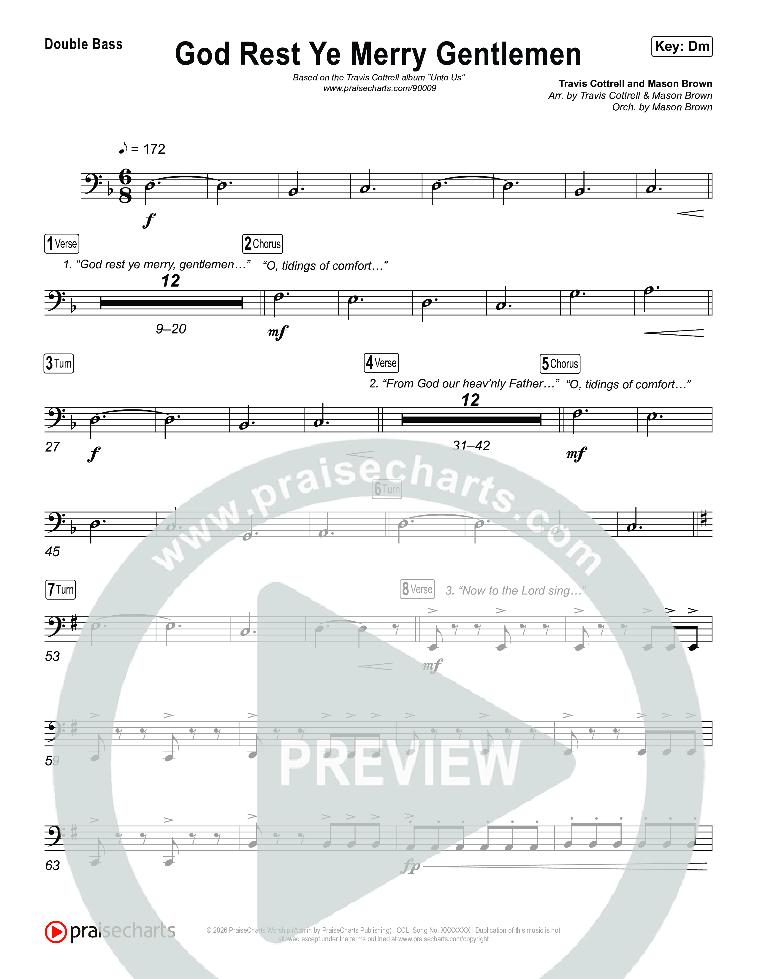 God Rest Ye Merry Gentlemen (Choral/SATB) String Bass (Travis Cottrell / Arr. Mason Brown)