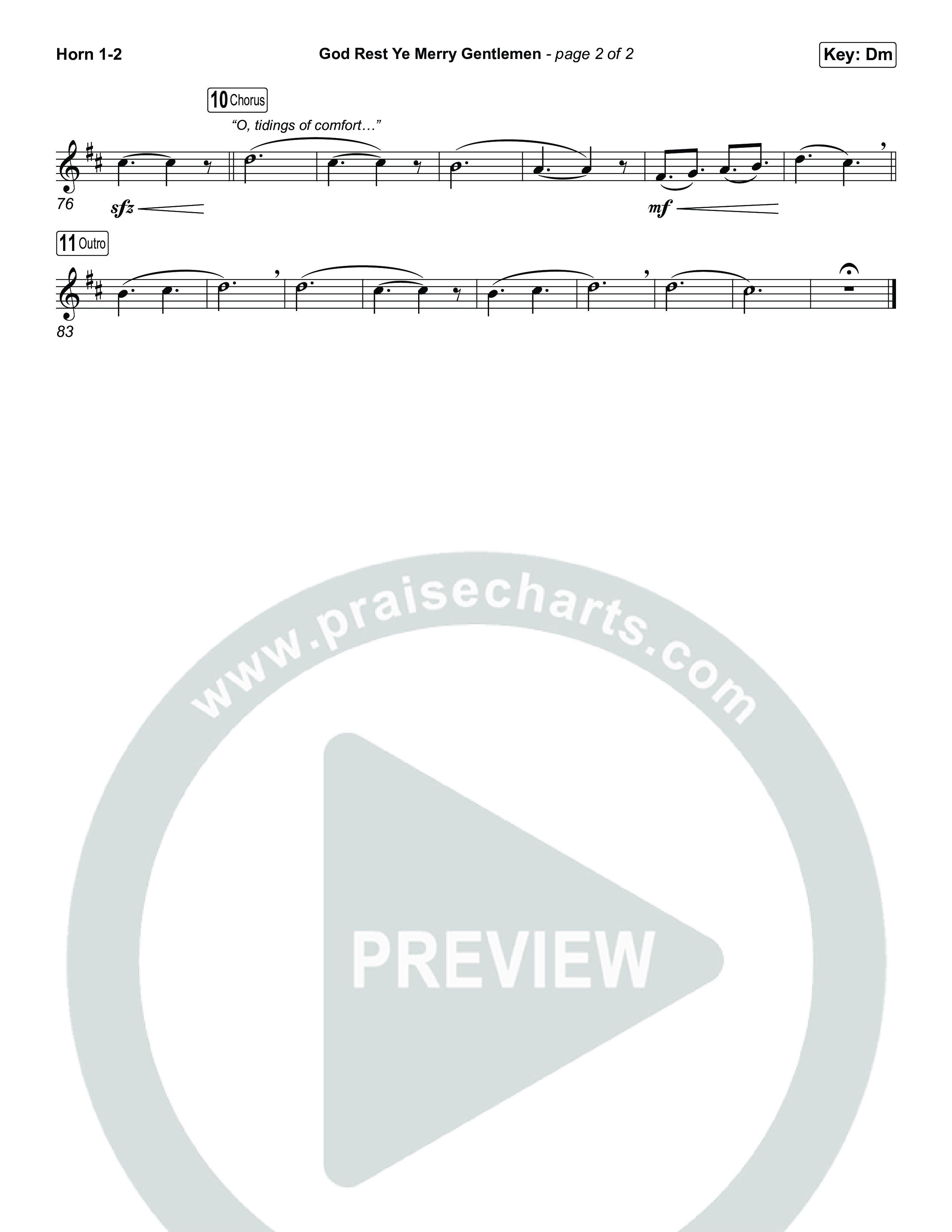 God Rest Ye Merry Gentlemen (Choral/SATB) French Horn 1,2 (Travis Cottrell / Arr. Mason Brown)