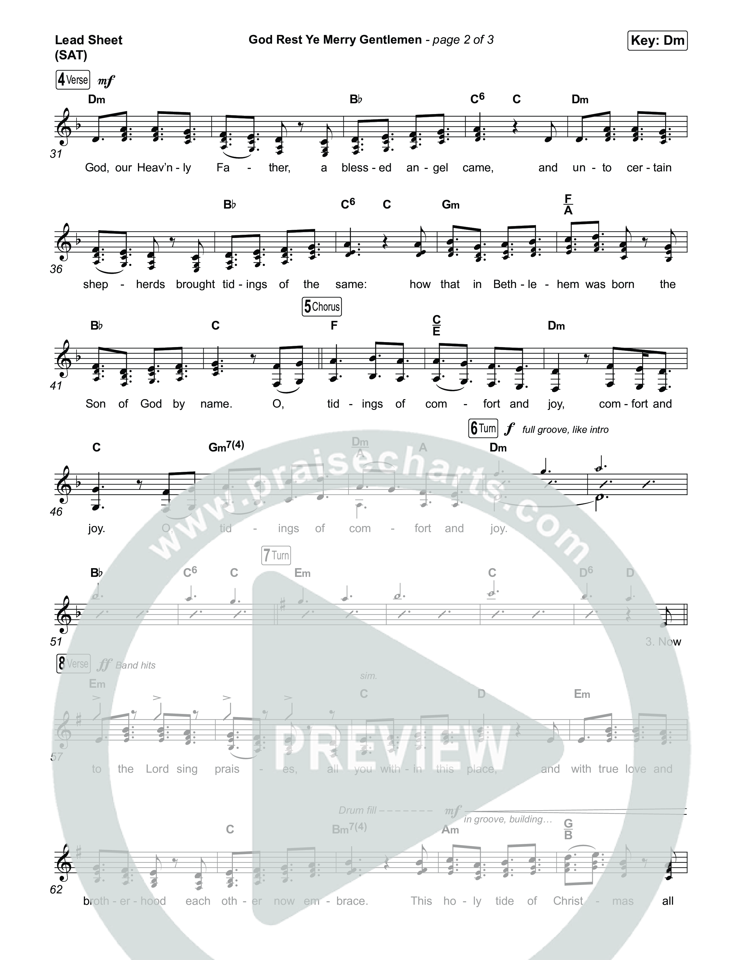God Rest Ye Merry Gentlemen (Choral/SATB) Lead Sheet (SAT) (Travis Cottrell / Arr. Mason Brown)