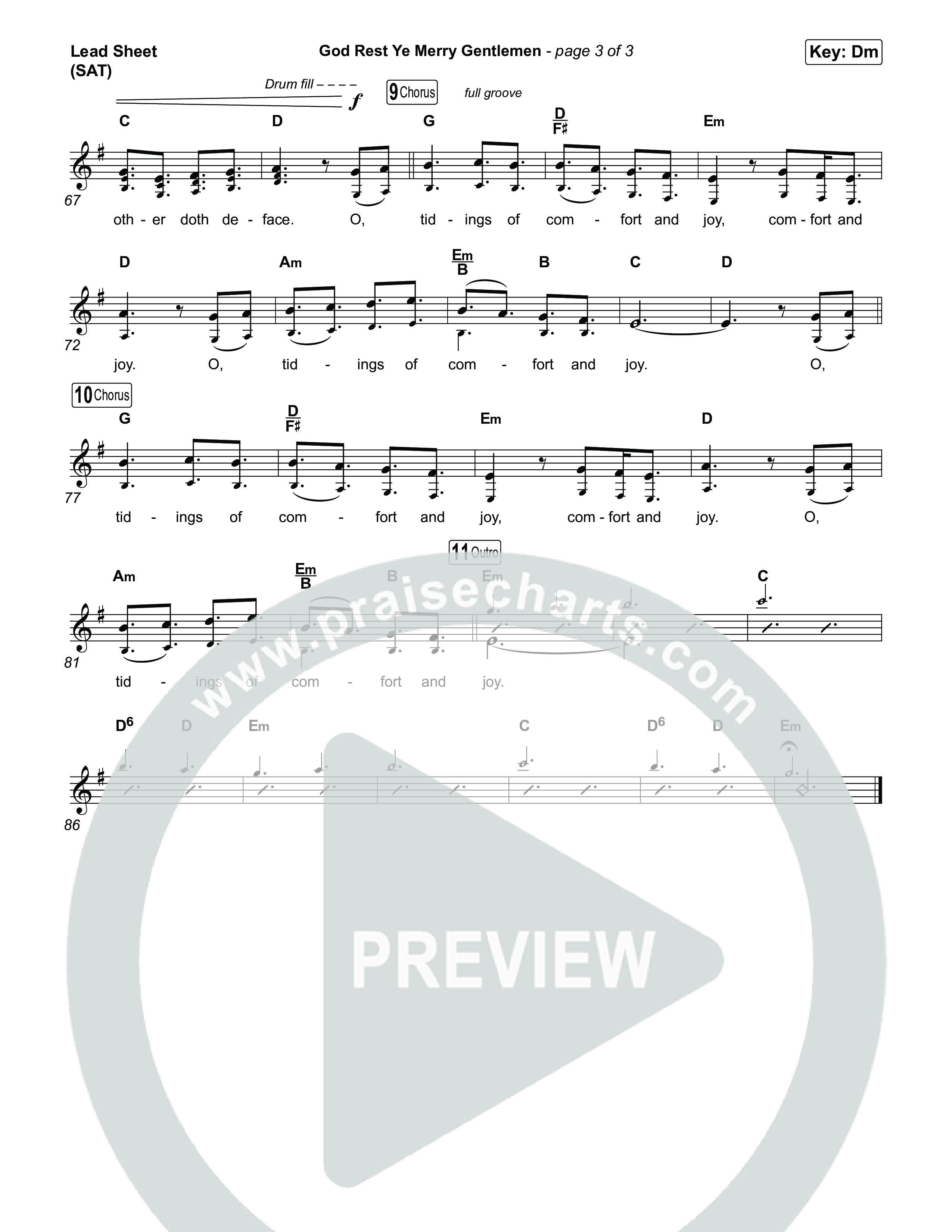 God Rest Ye Merry Gentlemen (Choral/SATB) Lead Sheet (SAT) (Travis Cottrell / Arr. Mason Brown)