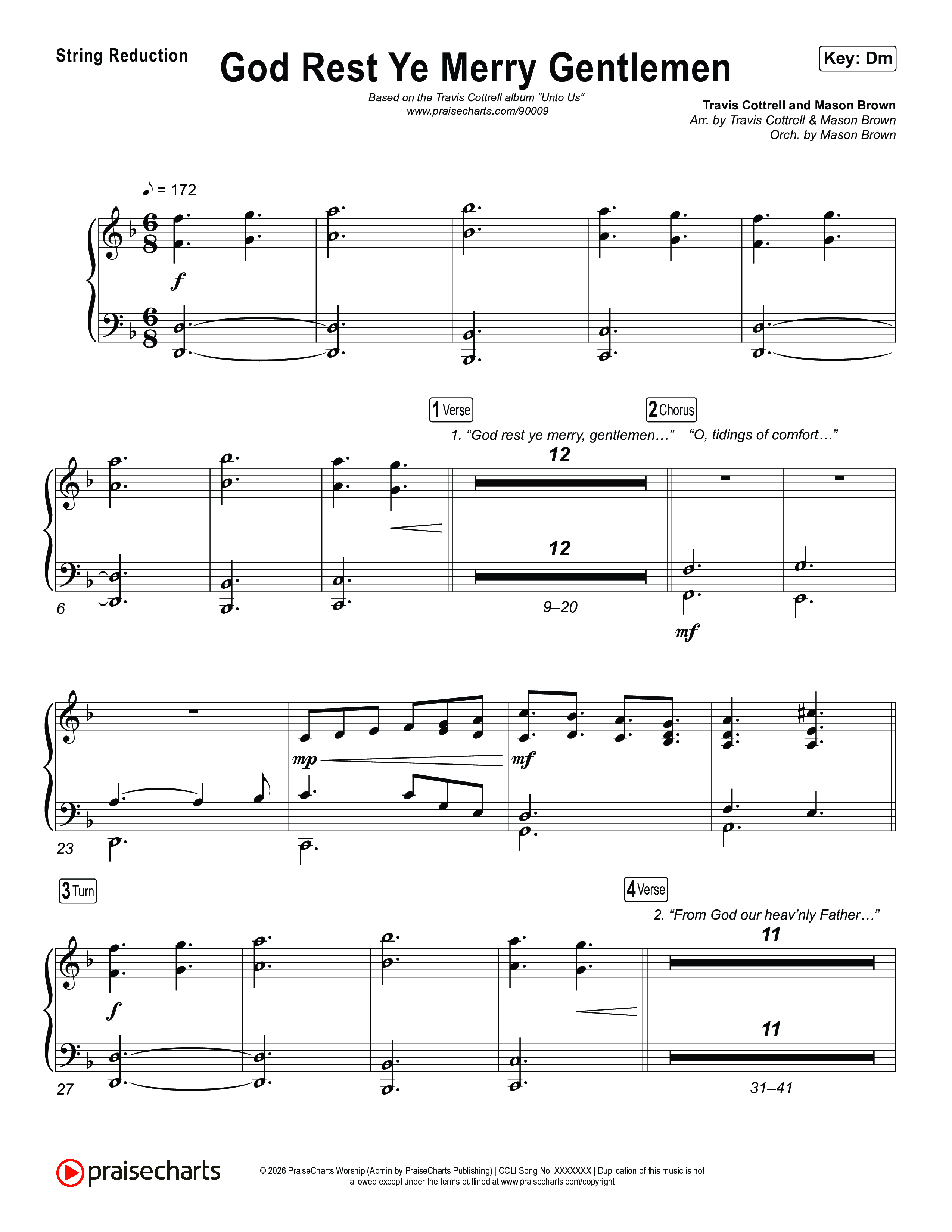 God Rest Ye Merry Gentlemen (Choral/SATB) String Reduction (Travis Cottrell / Arr. Mason Brown)