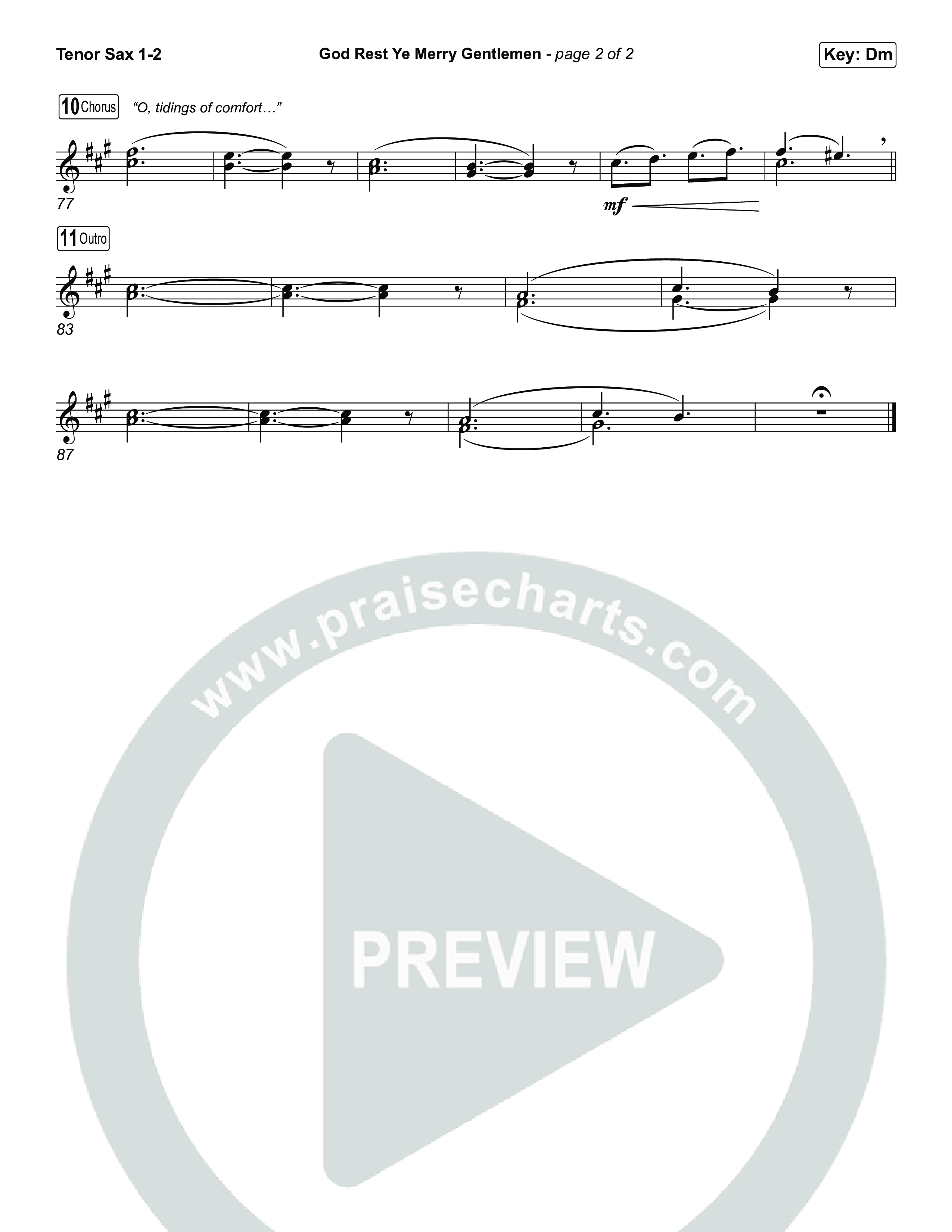 God Rest Ye Merry Gentlemen (Choral/SATB) Tenor Sax 1,2 (Travis Cottrell / Arr. Mason Brown)