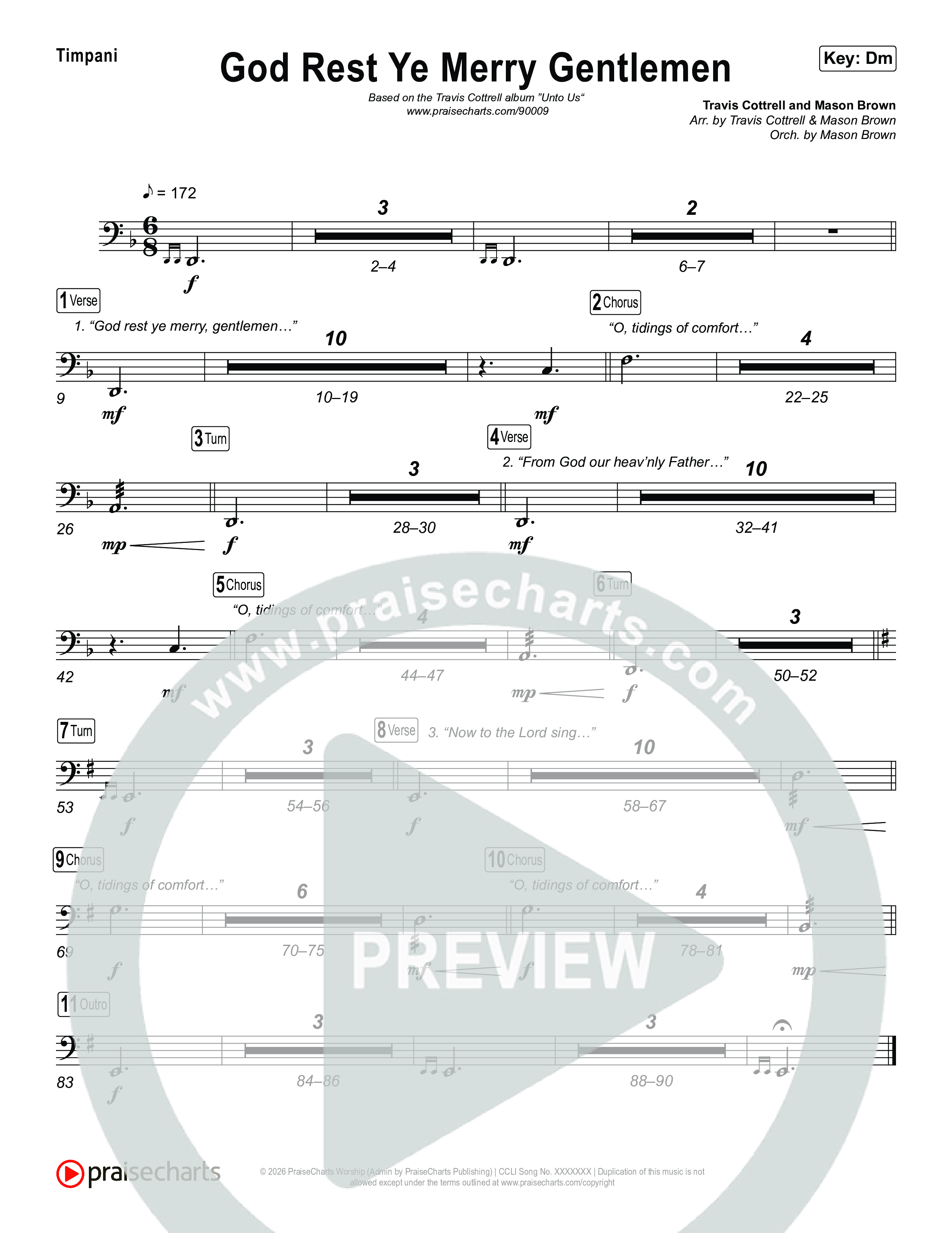 God Rest Ye Merry Gentlemen (Choral/SATB) Timpani (Travis Cottrell / Arr. Mason Brown)