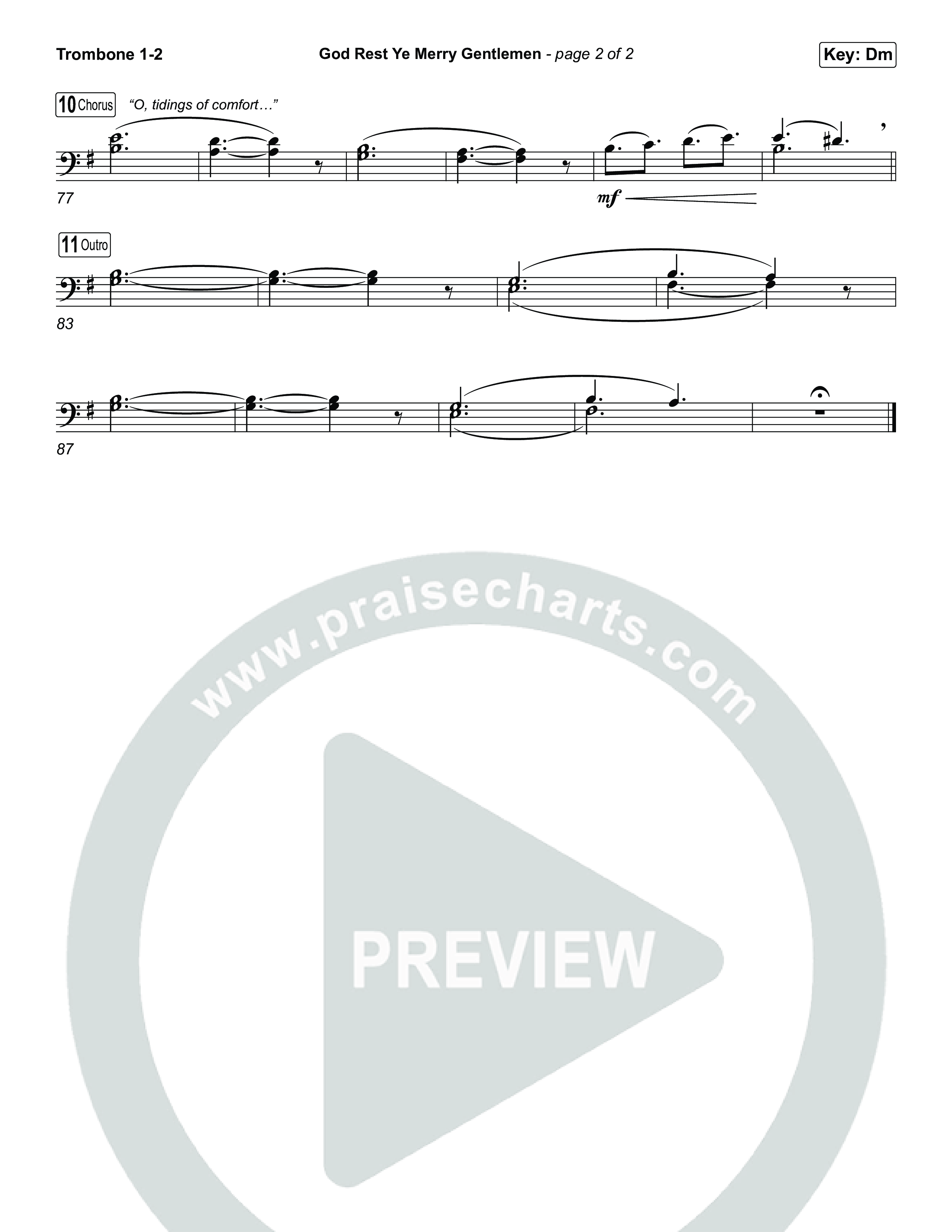 God Rest Ye Merry Gentlemen (Choral/SATB) Trombone 1/2 (Travis Cottrell / Arr. Mason Brown)