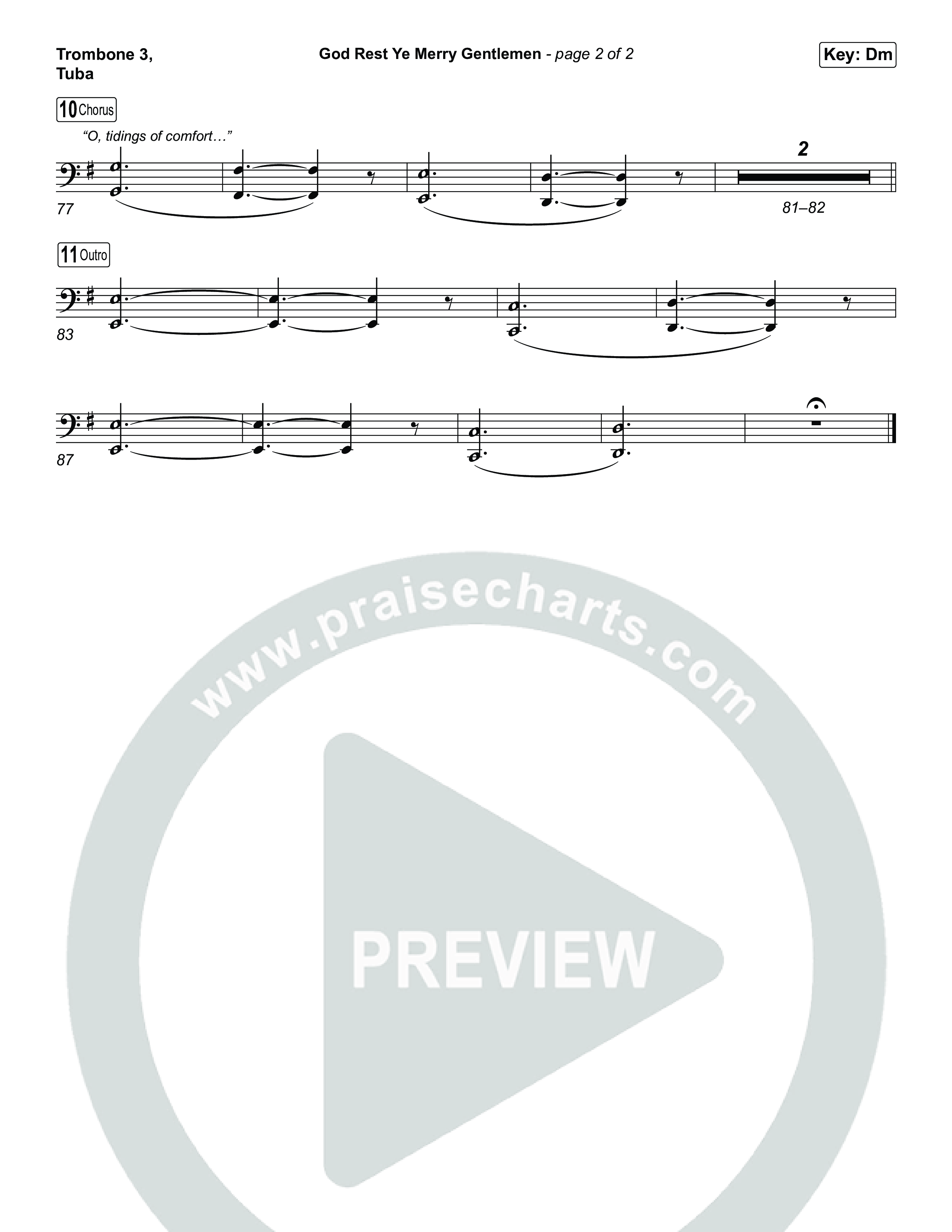 God Rest Ye Merry Gentlemen (Choral/SATB) Trombone 3/Tuba (Travis Cottrell / Arr. Mason Brown)