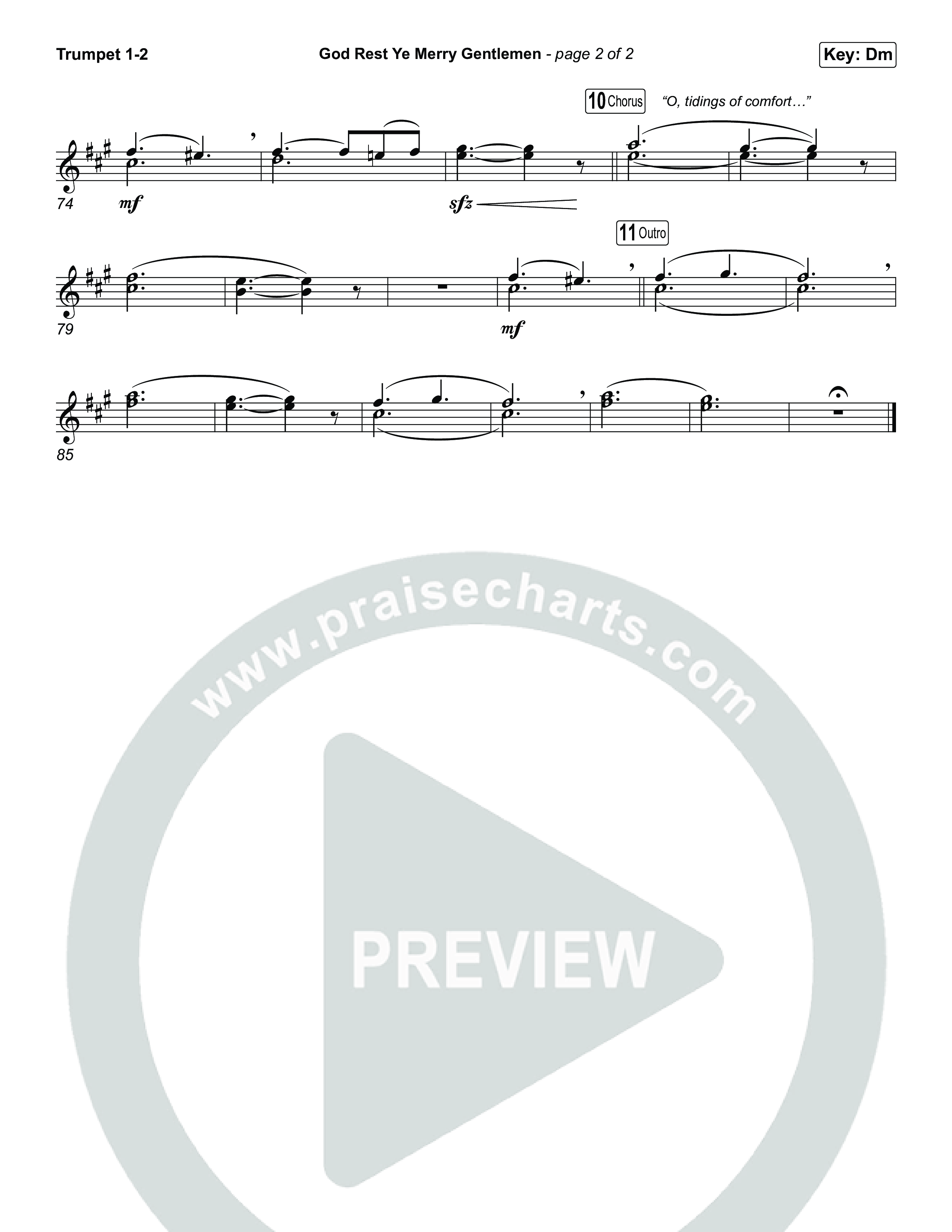 God Rest Ye Merry Gentlemen (Choral/SATB) Trumpet 1,2 (Travis Cottrell / Arr. Mason Brown)