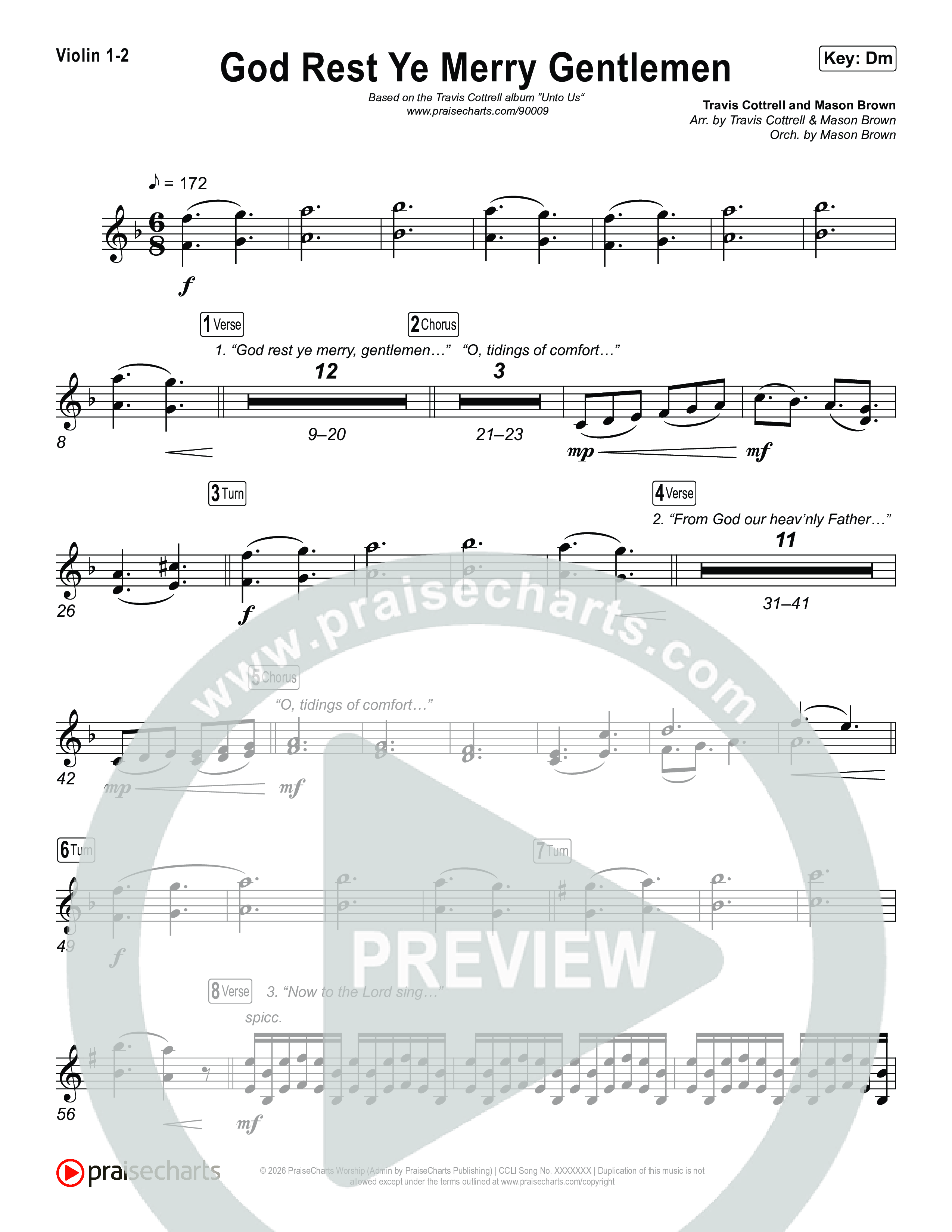 God Rest Ye Merry Gentlemen (Choral/SATB) String Pack (Travis Cottrell / Arr. Mason Brown)