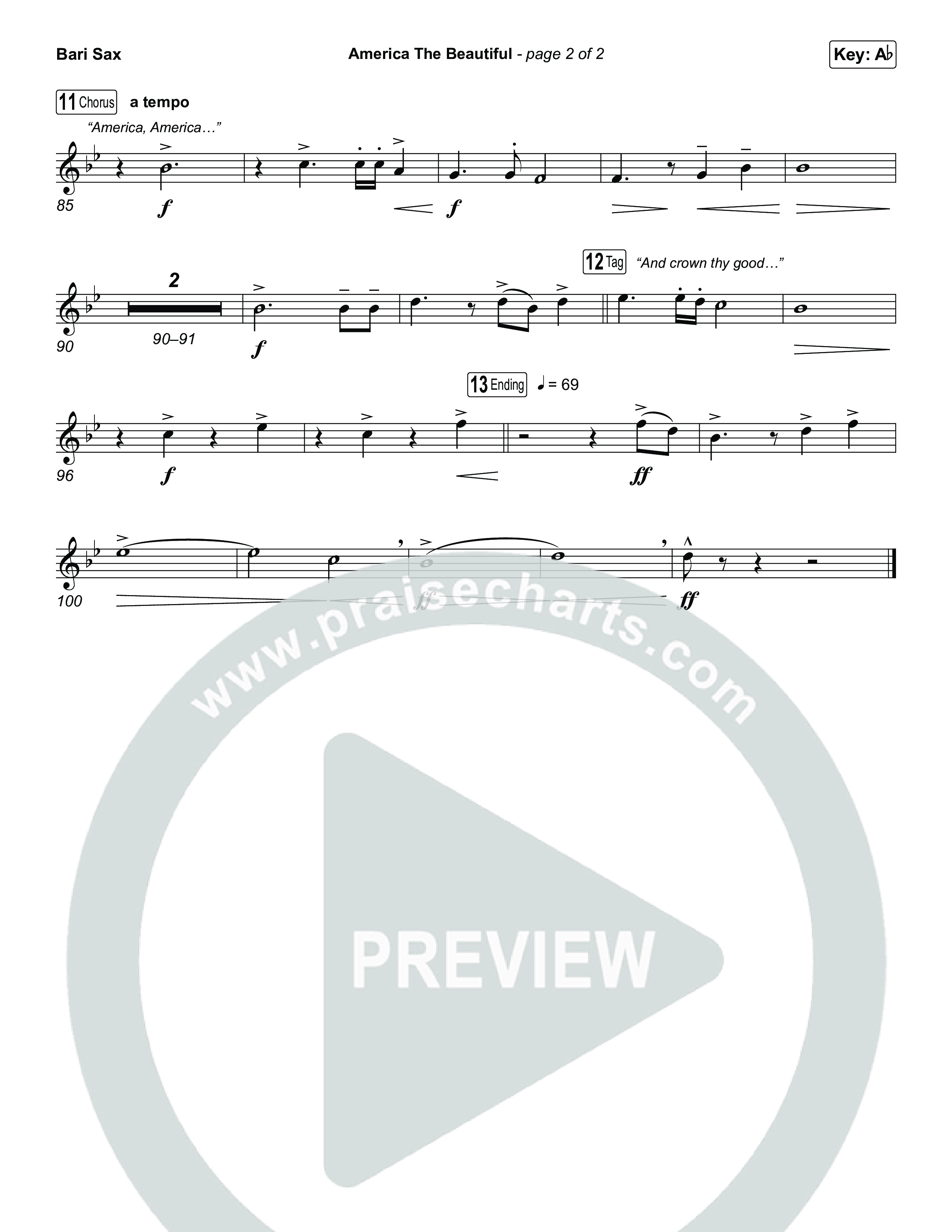 America The Beautiful (Choral/SATB) Bari Sax (Travis Cottrell / Arr. Mason Brown)