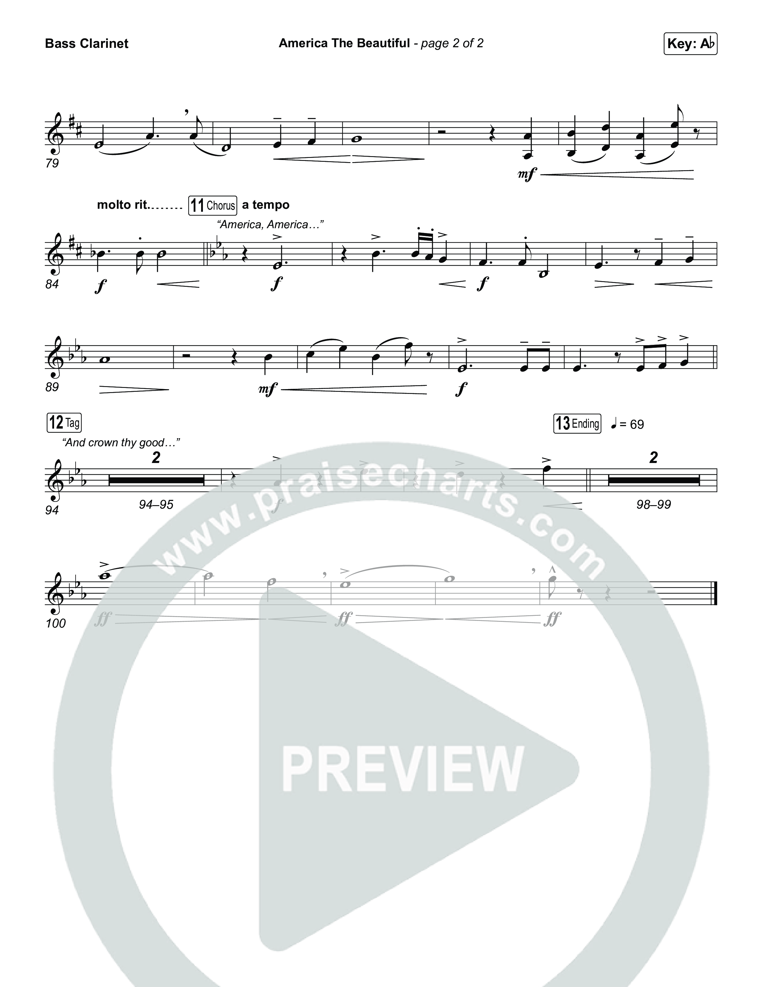 America The Beautiful (Choral/SATB) Bass Clarinet (Travis Cottrell / Arr. Mason Brown)