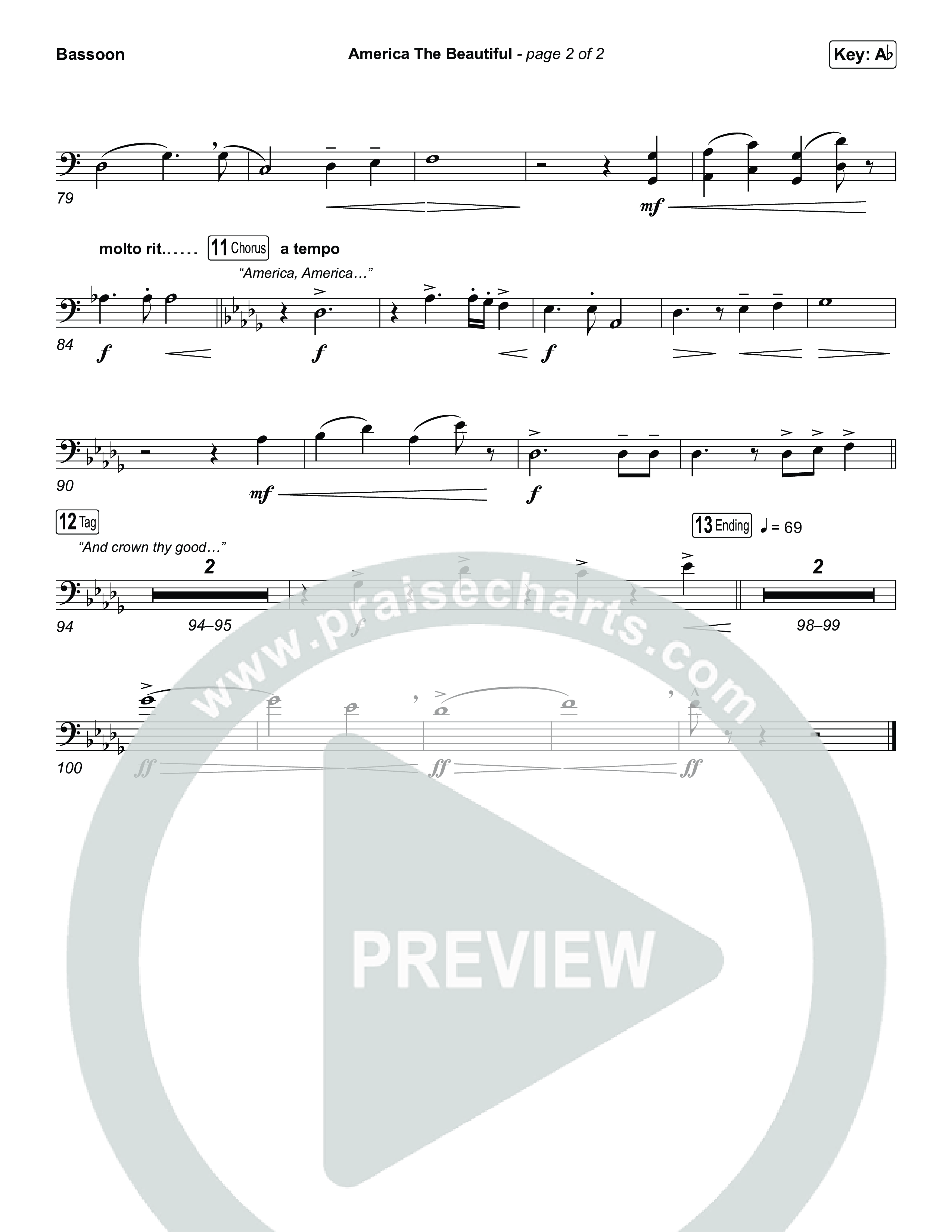 America The Beautiful (Choral/SATB) Bassoon (Travis Cottrell / Arr. Mason Brown)