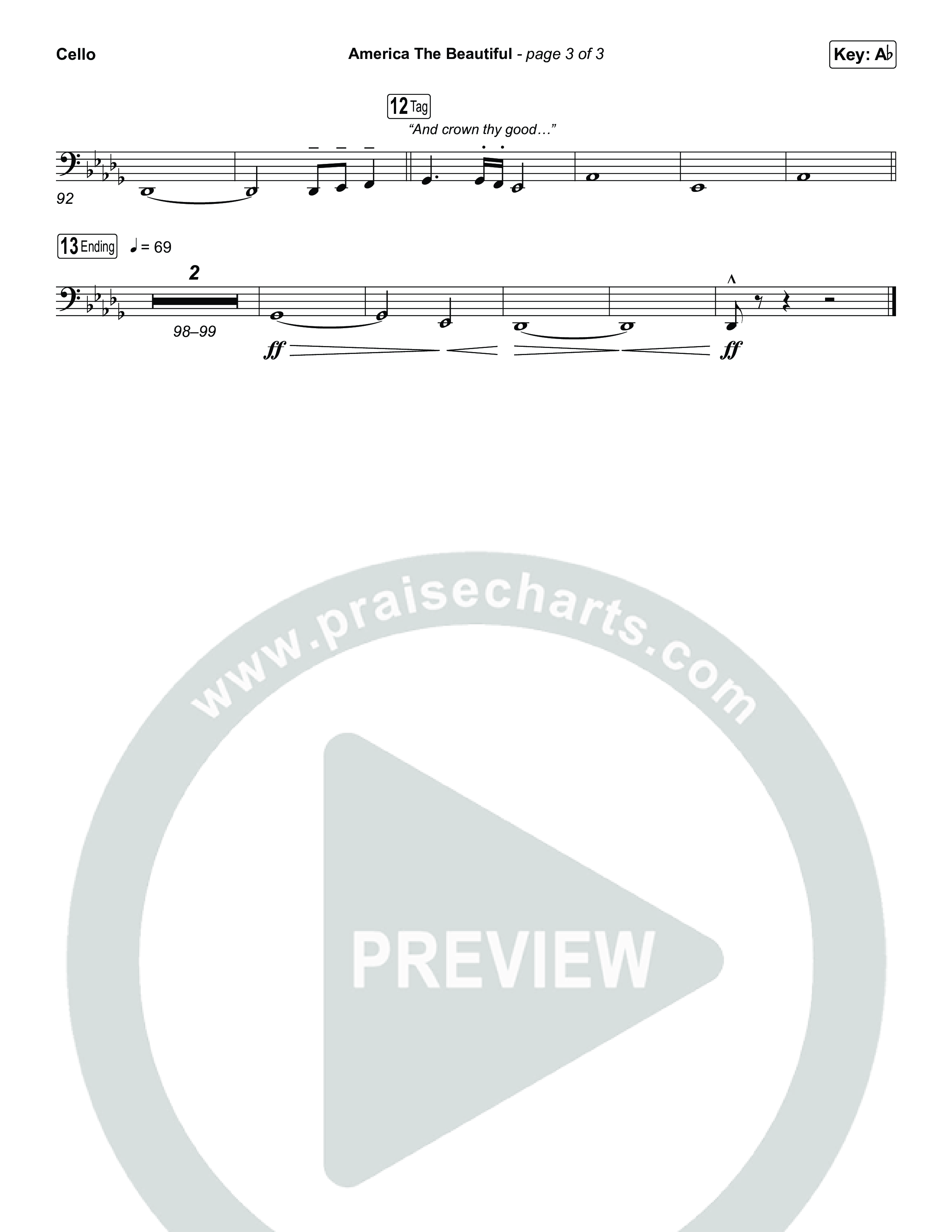 America The Beautiful (Choral/SATB) Cello (Travis Cottrell / Arr. Mason Brown)