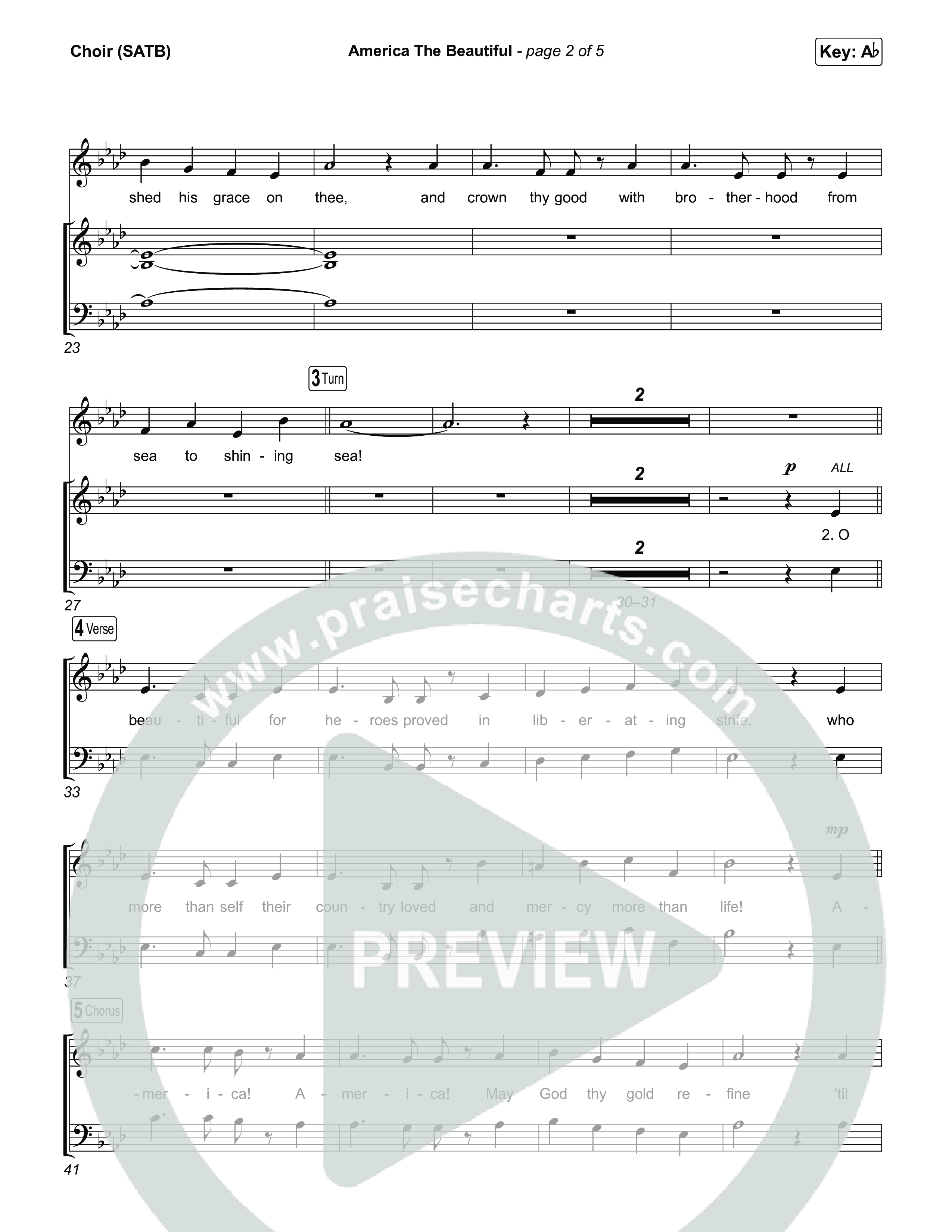 America The Beautiful (Choral/SATB) Choir Sheet (SATB) (Travis Cottrell / Arr. Mason Brown)