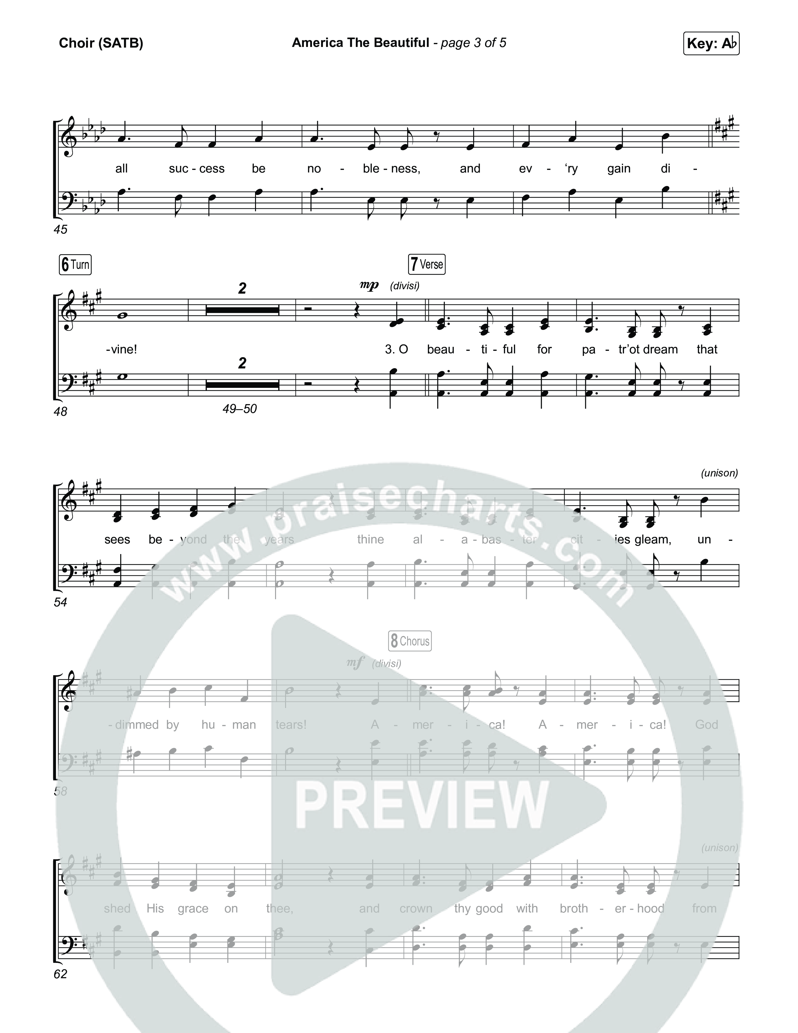 America The Beautiful (Choral/SATB) Choir Sheet (SATB) (Travis Cottrell / Arr. Mason Brown)