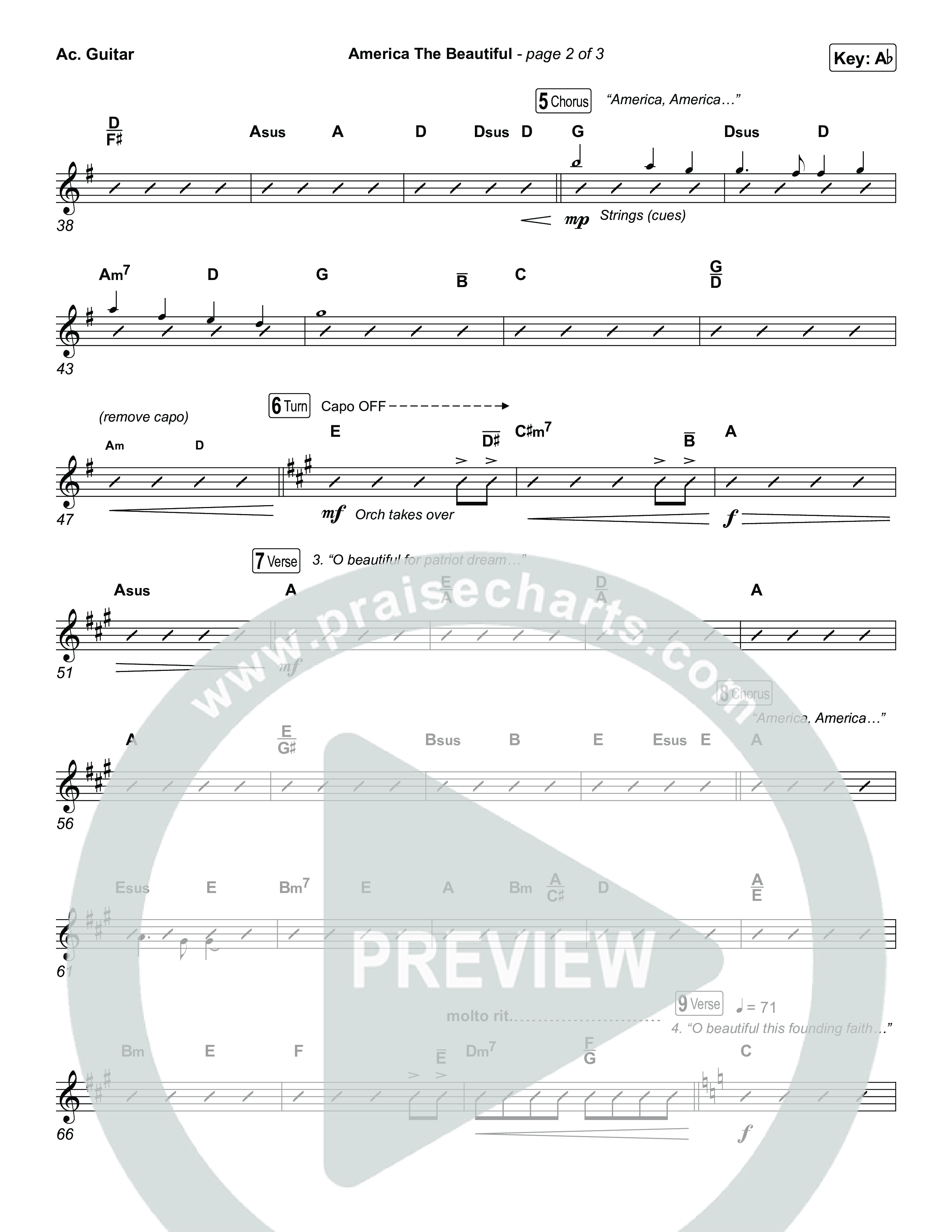 America The Beautiful (Choral/SATB) Acoustic Guitar (Travis Cottrell / Arr. Mason Brown)