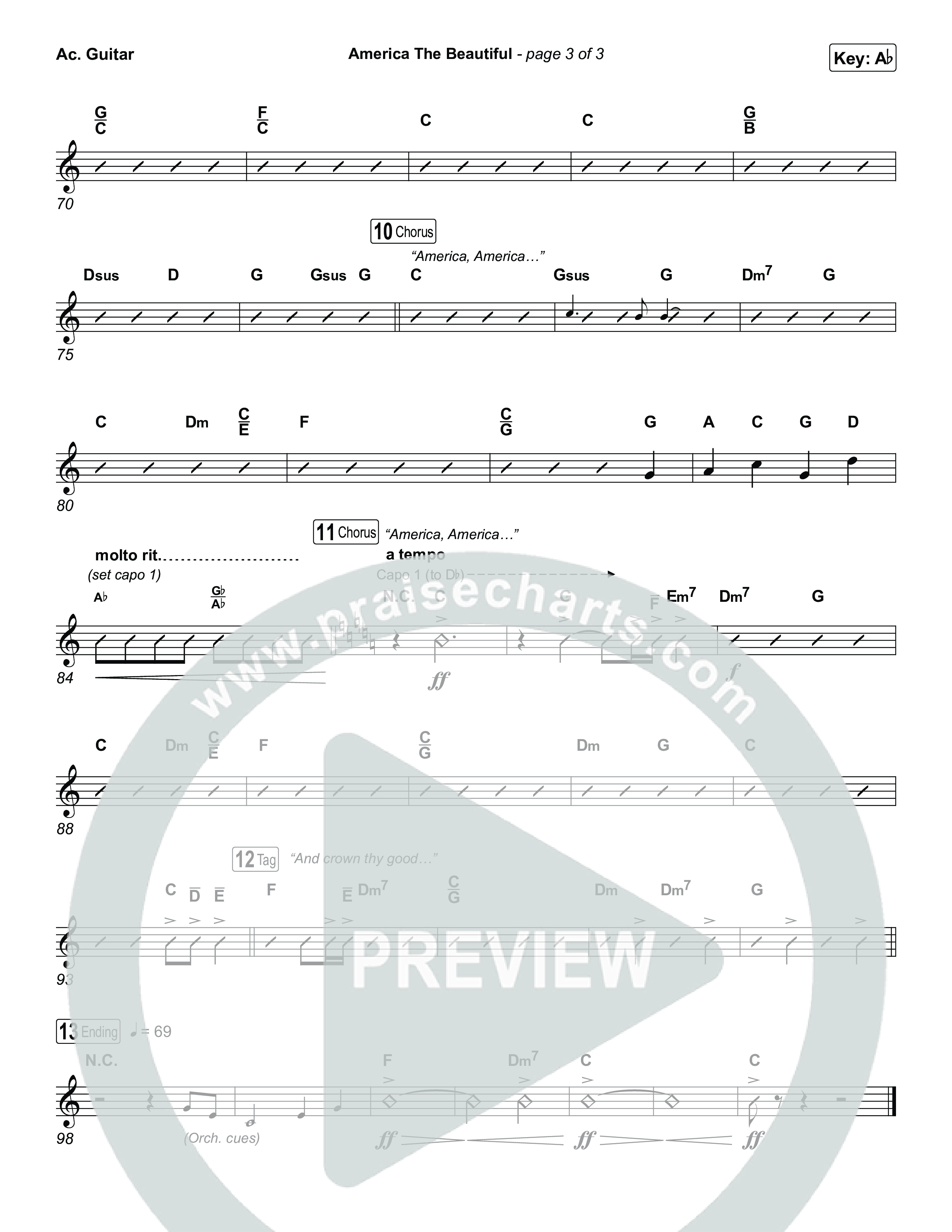 America The Beautiful (Choral/SATB) Acoustic Guitar (Travis Cottrell / Arr. Mason Brown)