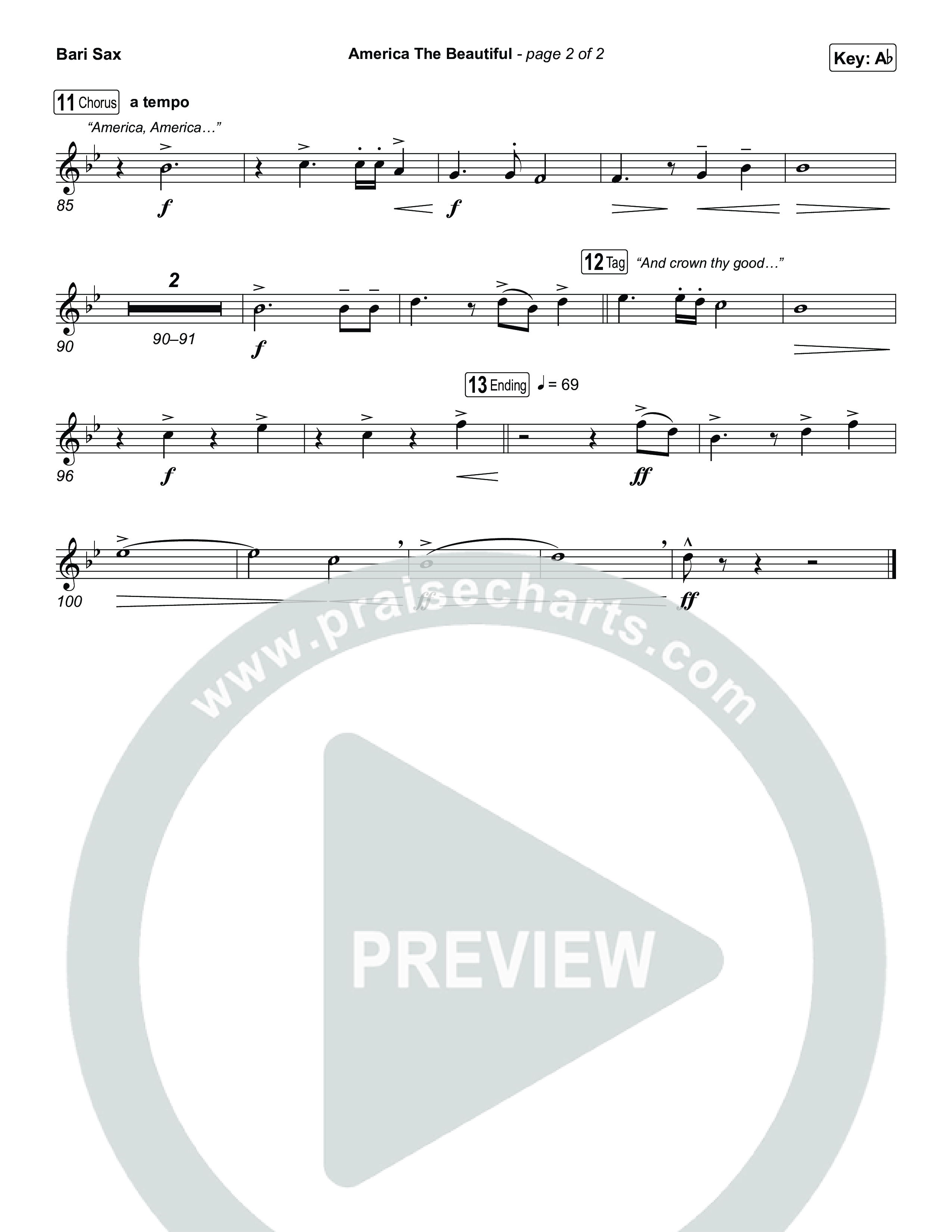 America The Beautiful (Choral/SATB) Bari Sax (Travis Cottrell / Arr. Mason Brown)