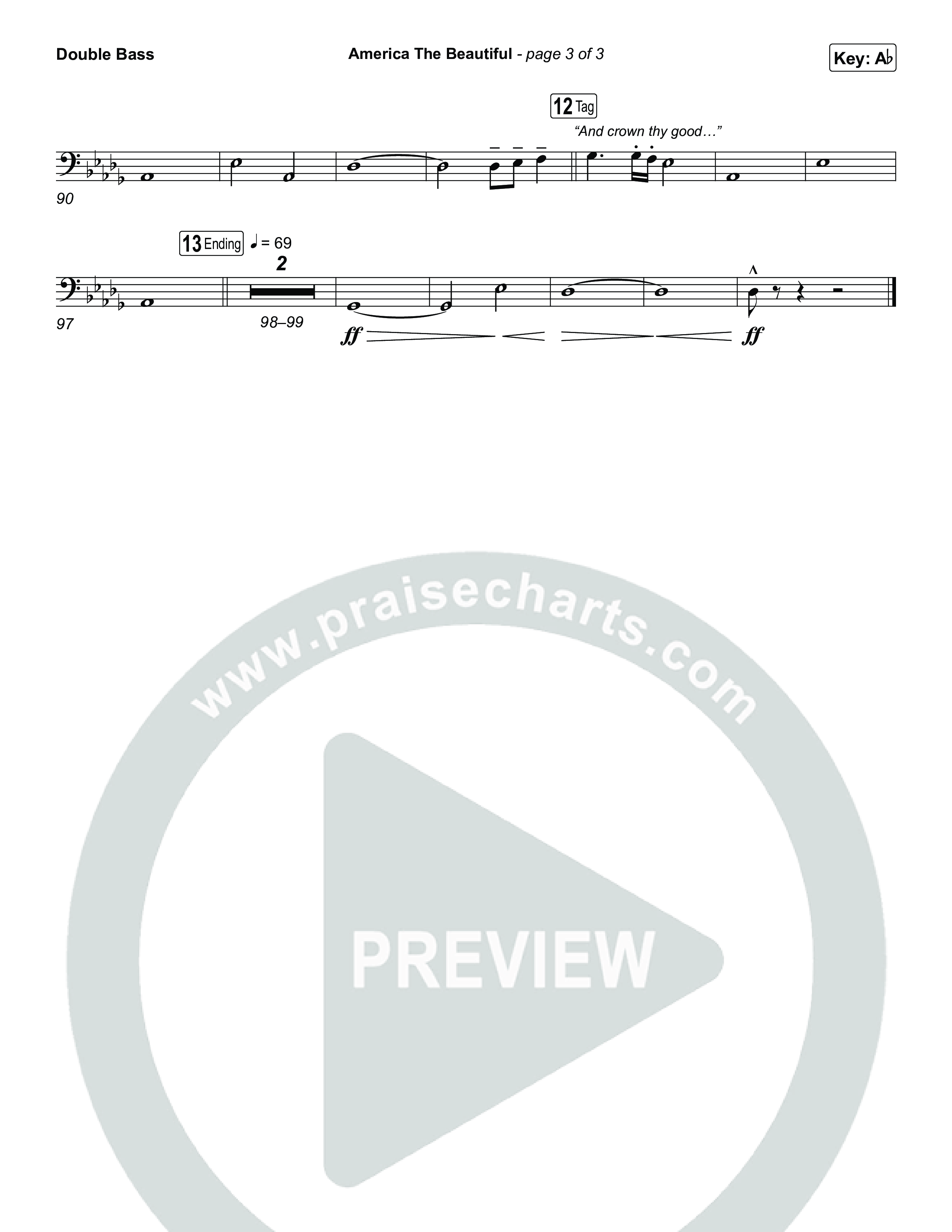 America The Beautiful (Choral/SATB) String Bass (Travis Cottrell / Arr. Mason Brown)