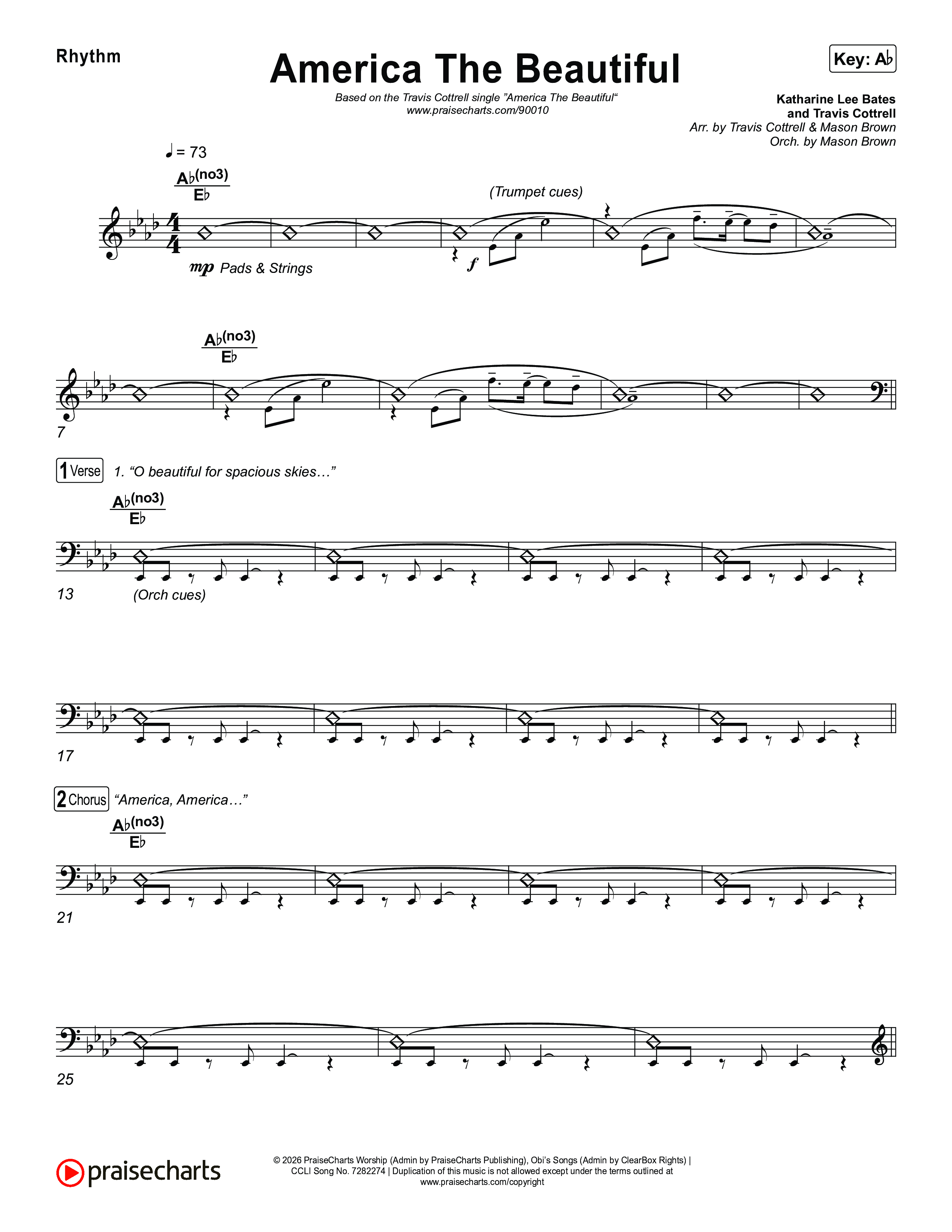 America The Beautiful (Choral/SATB) Rhythm Pack (Travis Cottrell / Arr. Mason Brown)