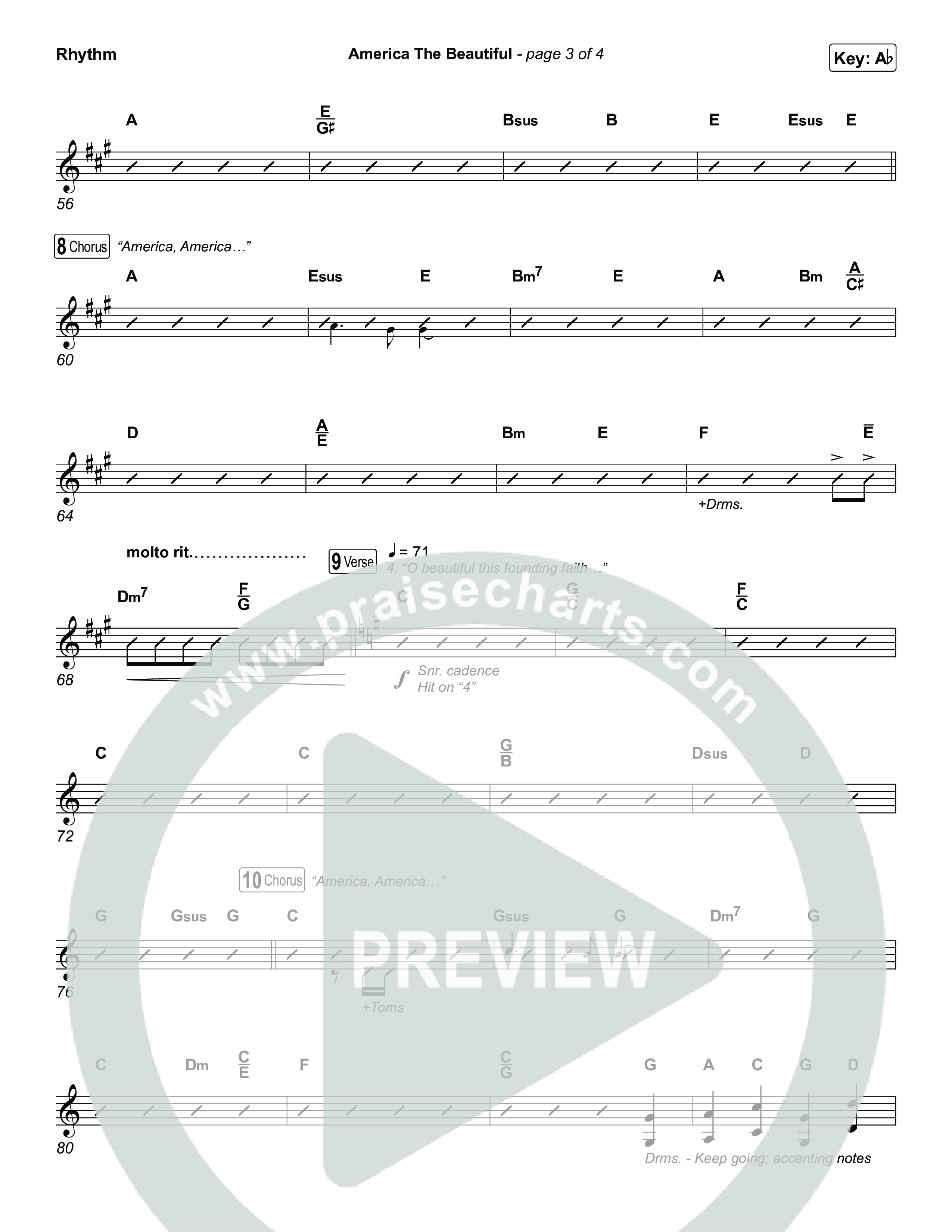 America The Beautiful (Choral/SATB) Rhythm Pack (Travis Cottrell / Arr. Mason Brown)