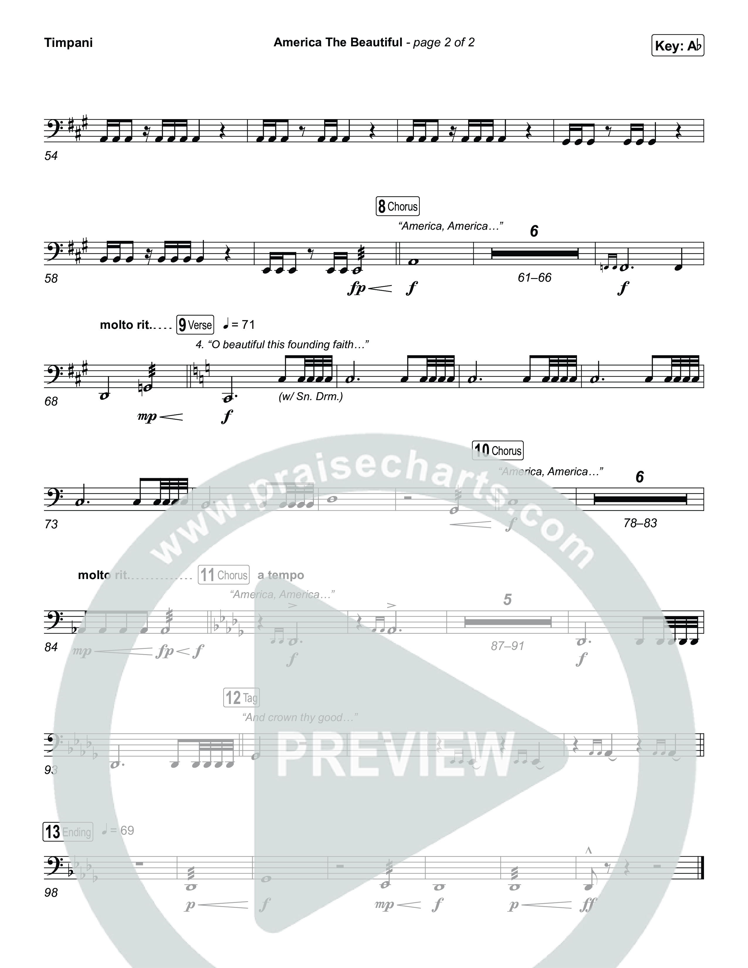 America The Beautiful (Choral/SATB) Timpani (Travis Cottrell / Arr. Mason Brown)