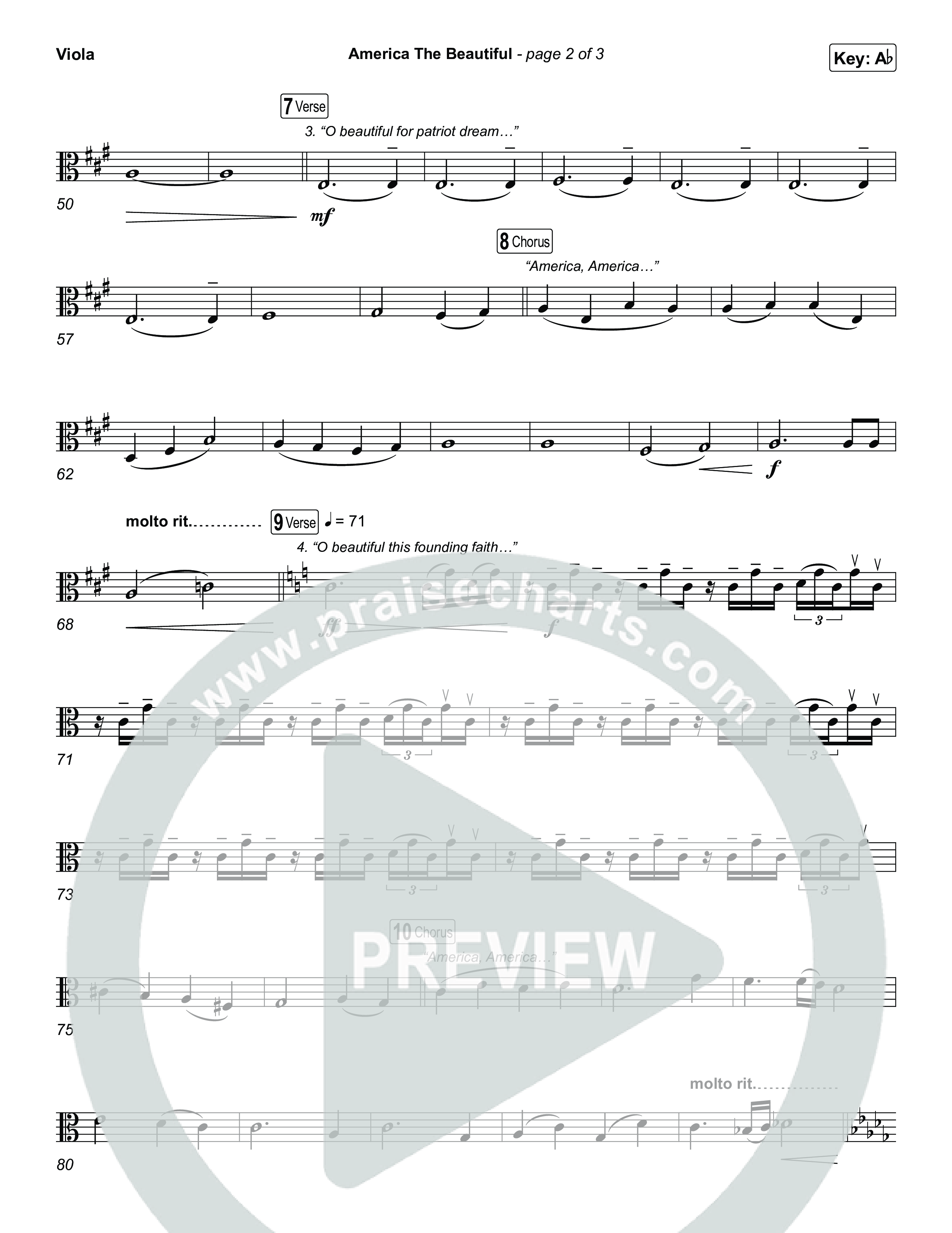 America The Beautiful (Choral/SATB) Viola (Travis Cottrell / Arr. Mason Brown)