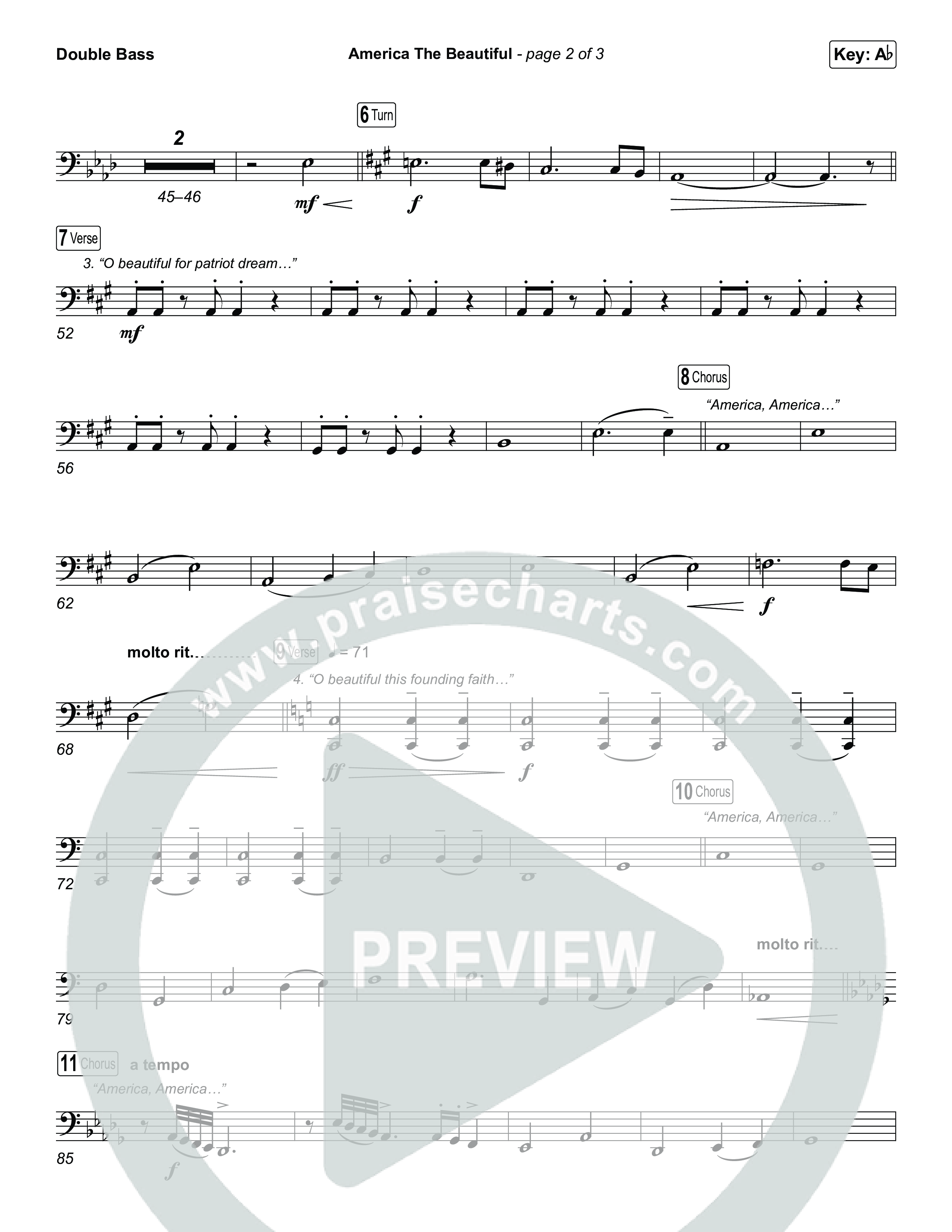 America The Beautiful (Choral/SATB) String Bass (Travis Cottrell / Arr. Mason Brown)
