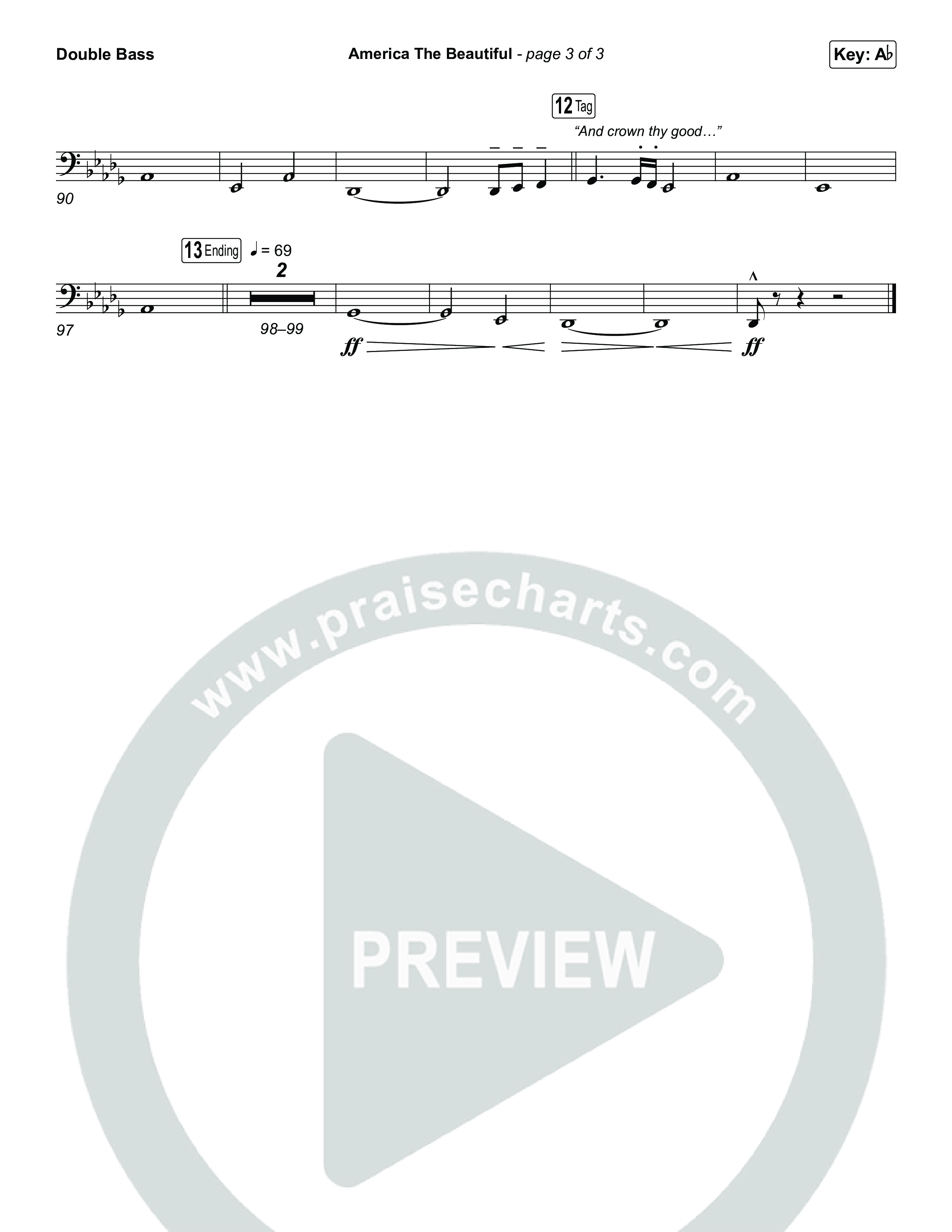 America The Beautiful (Choral/SATB) String Bass (Travis Cottrell / Arr. Mason Brown)