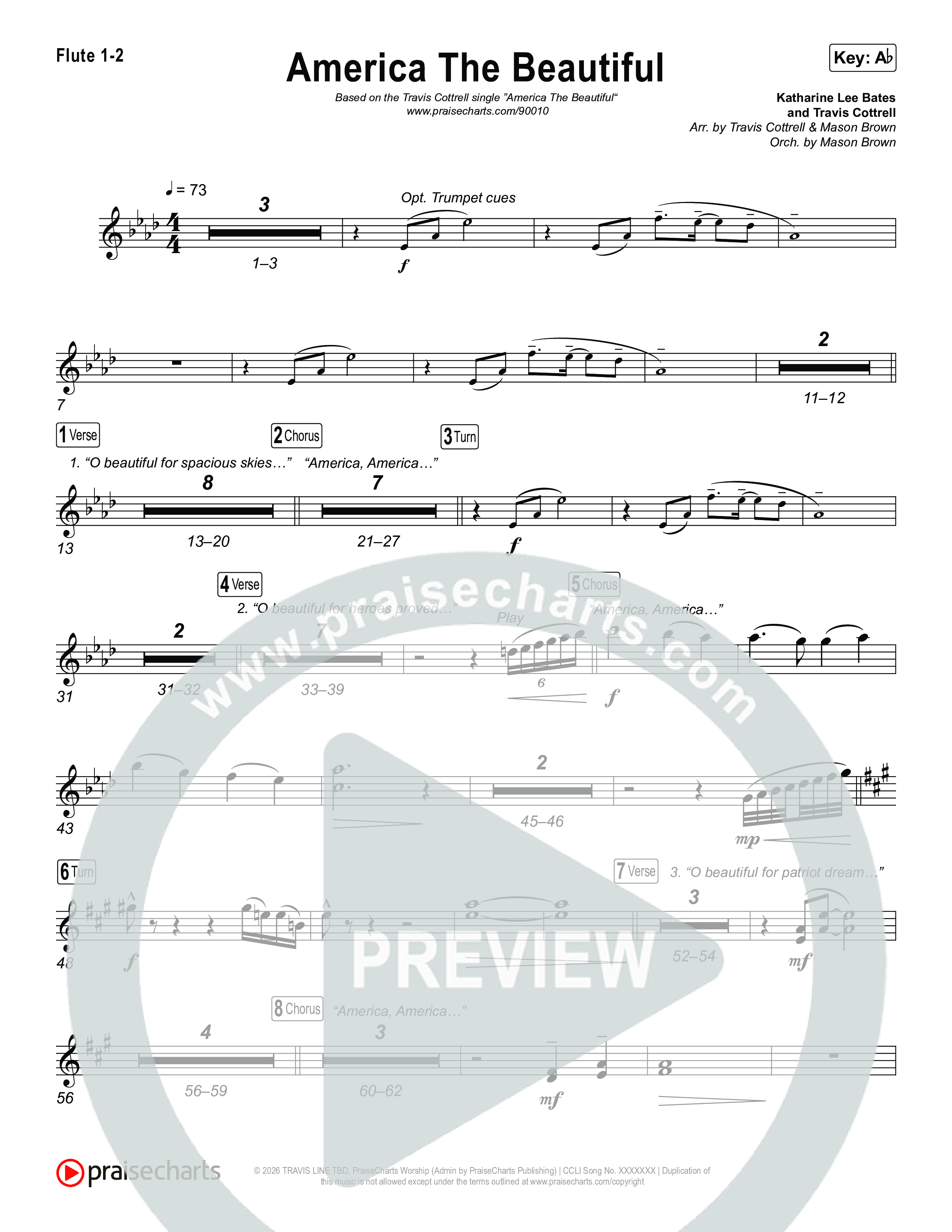 America The Beautiful (Choral/SATB) Wind Pack (Travis Cottrell / Arr. Mason Brown)