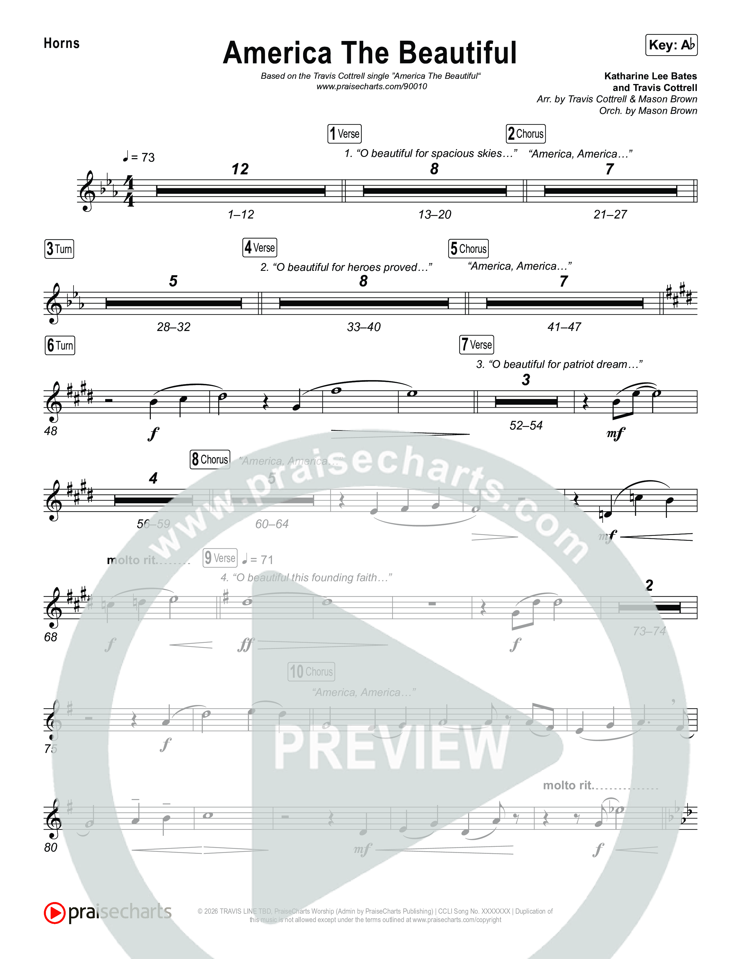 America The Beautiful (Choral/SATB) Brass Pack (Travis Cottrell / Arr. Mason Brown)