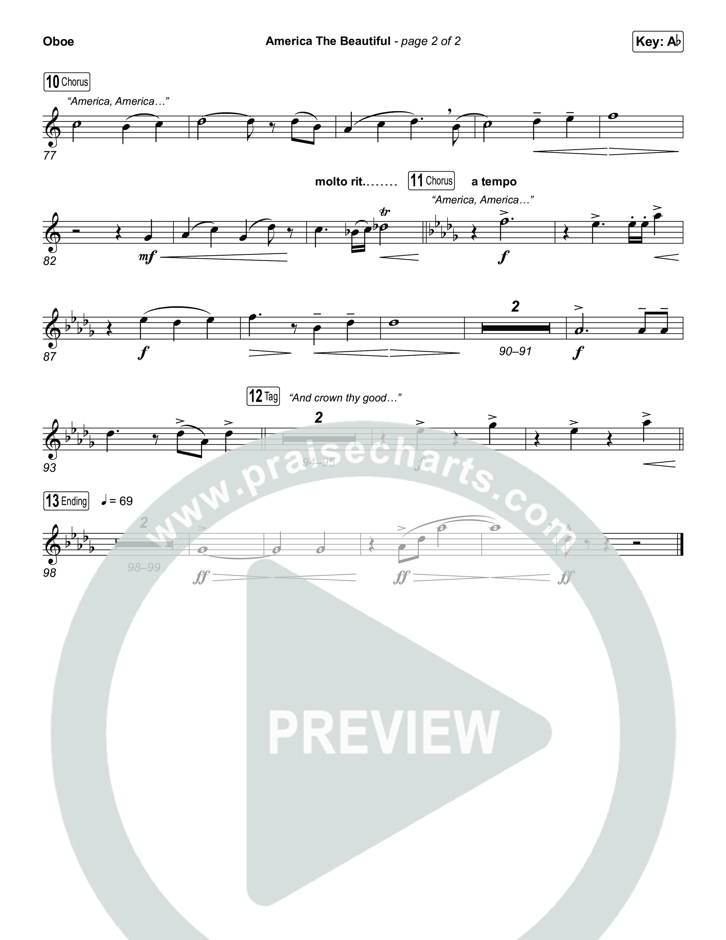 America The Beautiful (Choral/SATB) Oboe (Travis Cottrell / Arr. Mason Brown)