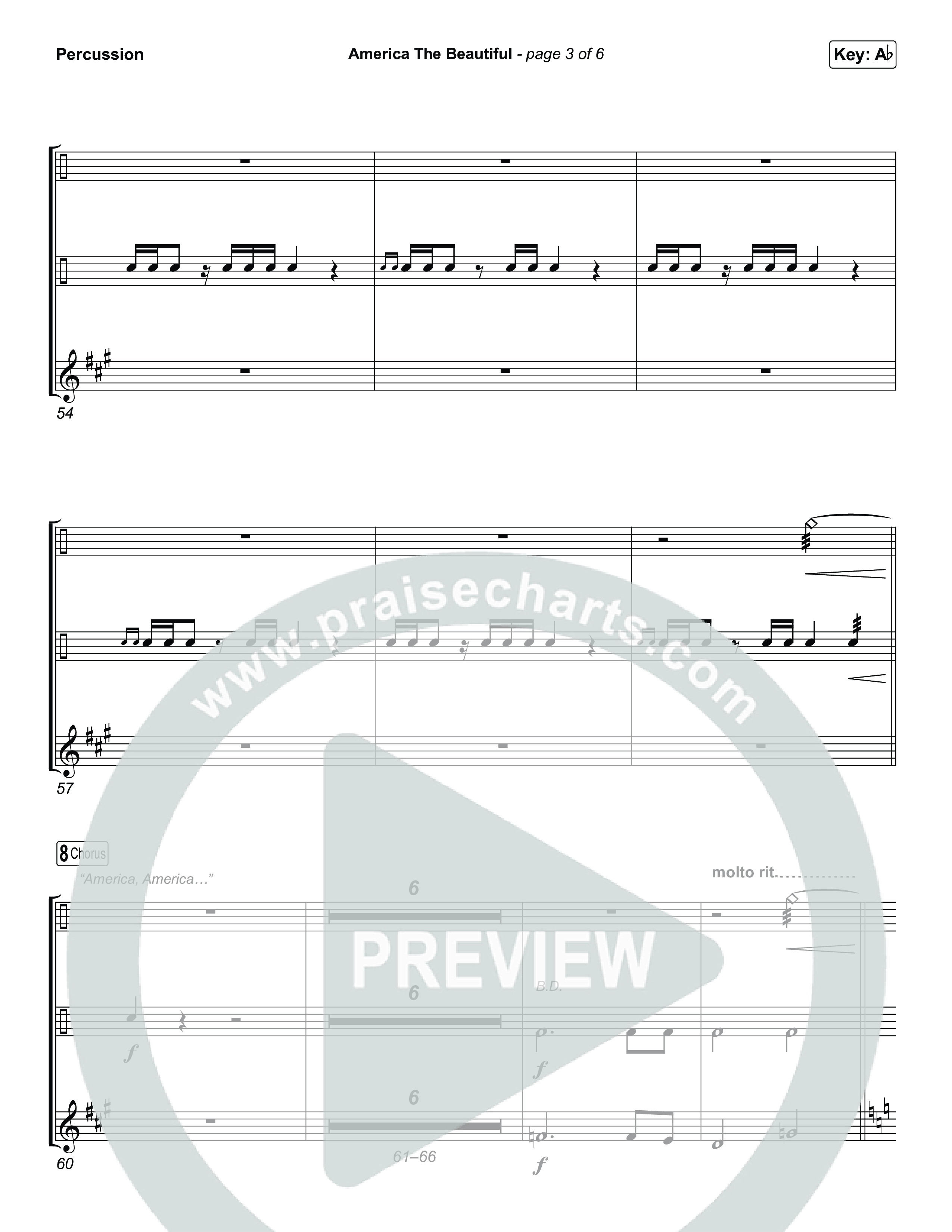 America The Beautiful (Choral/SATB) Percussion (Travis Cottrell / Arr. Mason Brown)