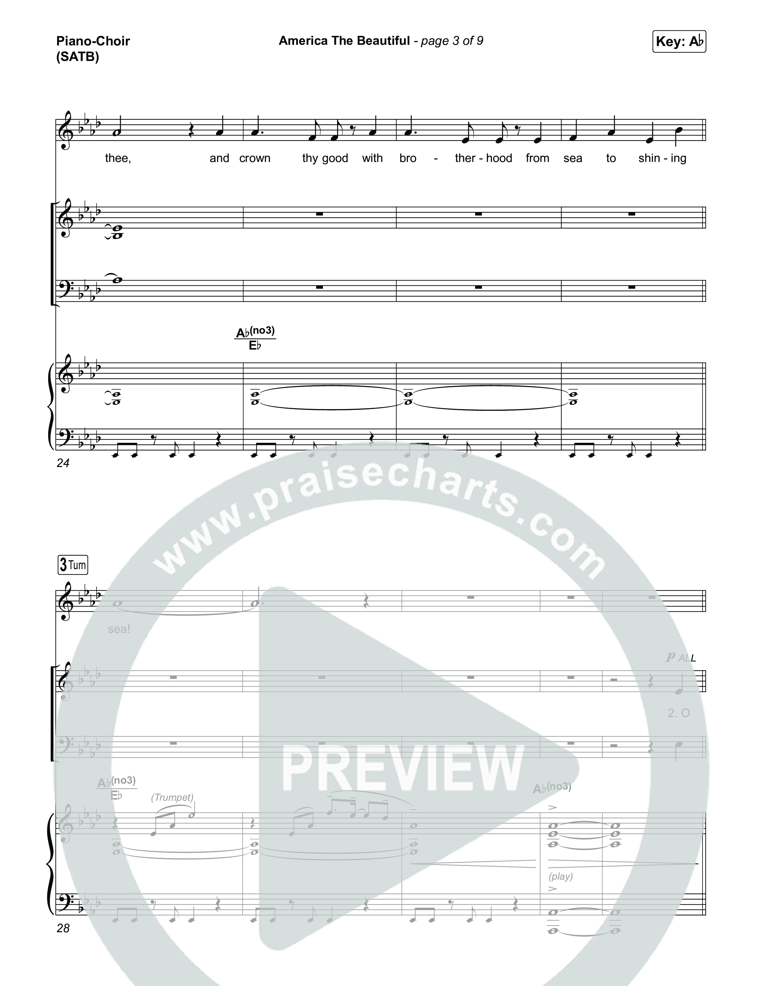 America The Beautiful (Choral/SATB) Piano/Vocal (SATB) (Travis Cottrell / Arr. Mason Brown)