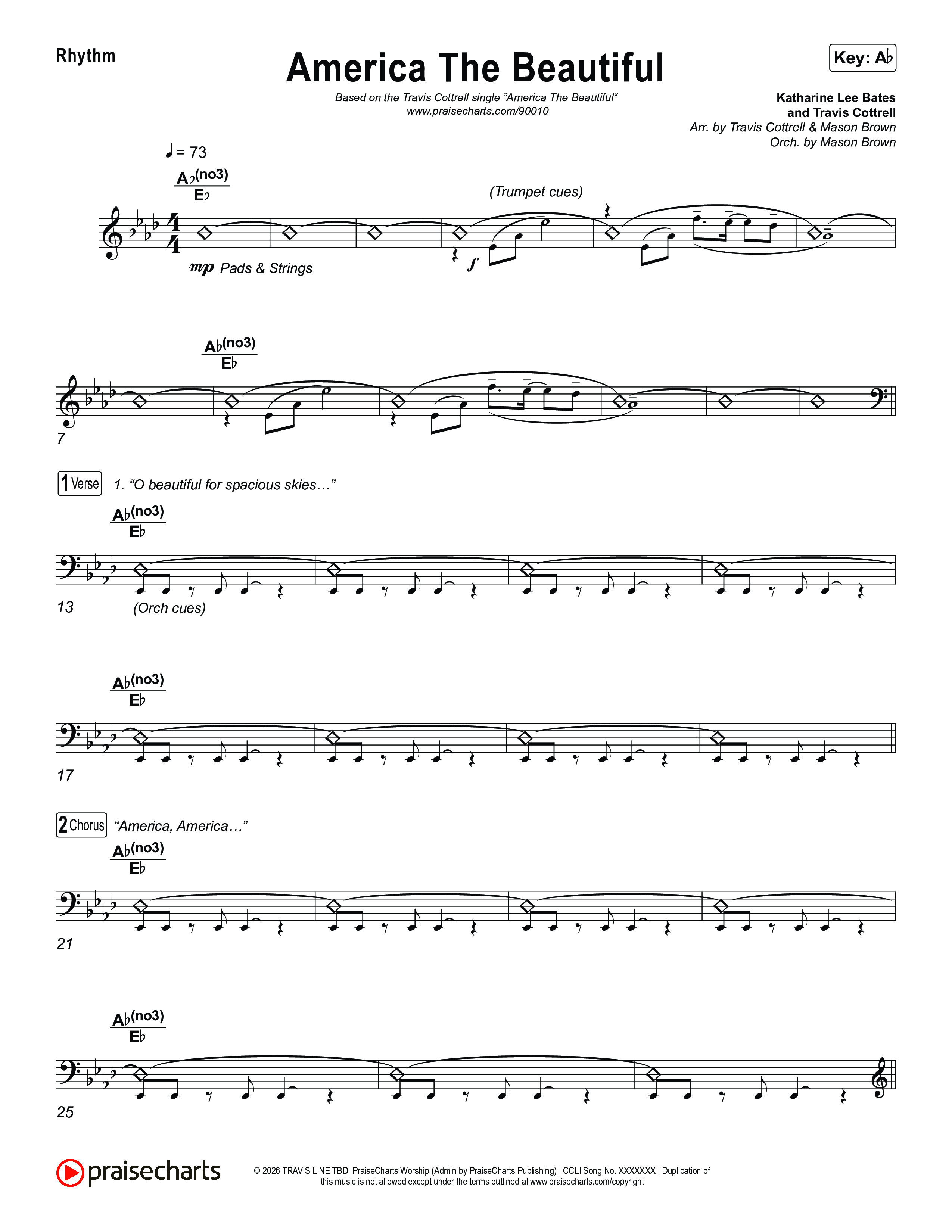 America The Beautiful (Choral/SATB) Rhythm Pack (Travis Cottrell / Arr. Mason Brown)