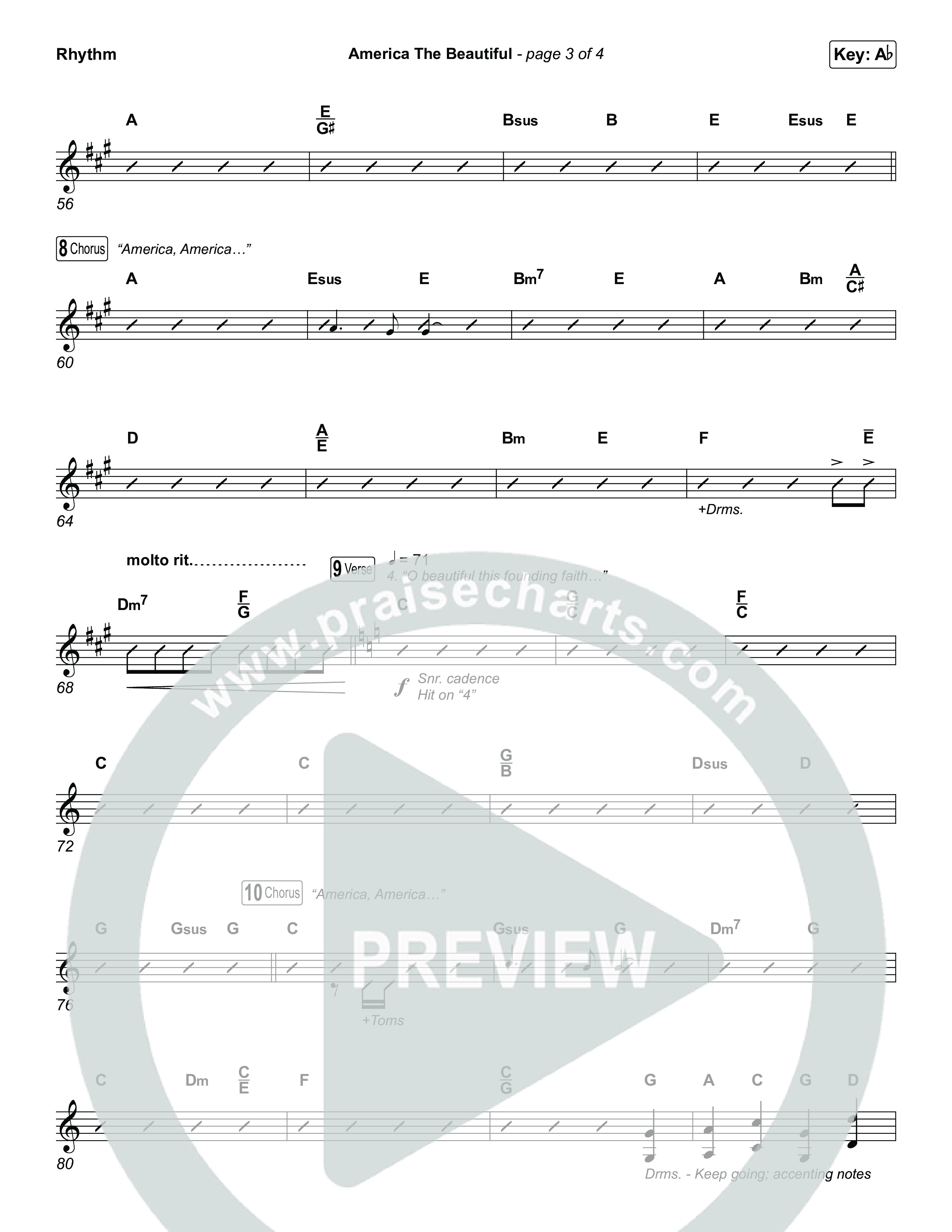 America The Beautiful (Choral/SATB) Rhythm Pack (Travis Cottrell / Arr. Mason Brown)