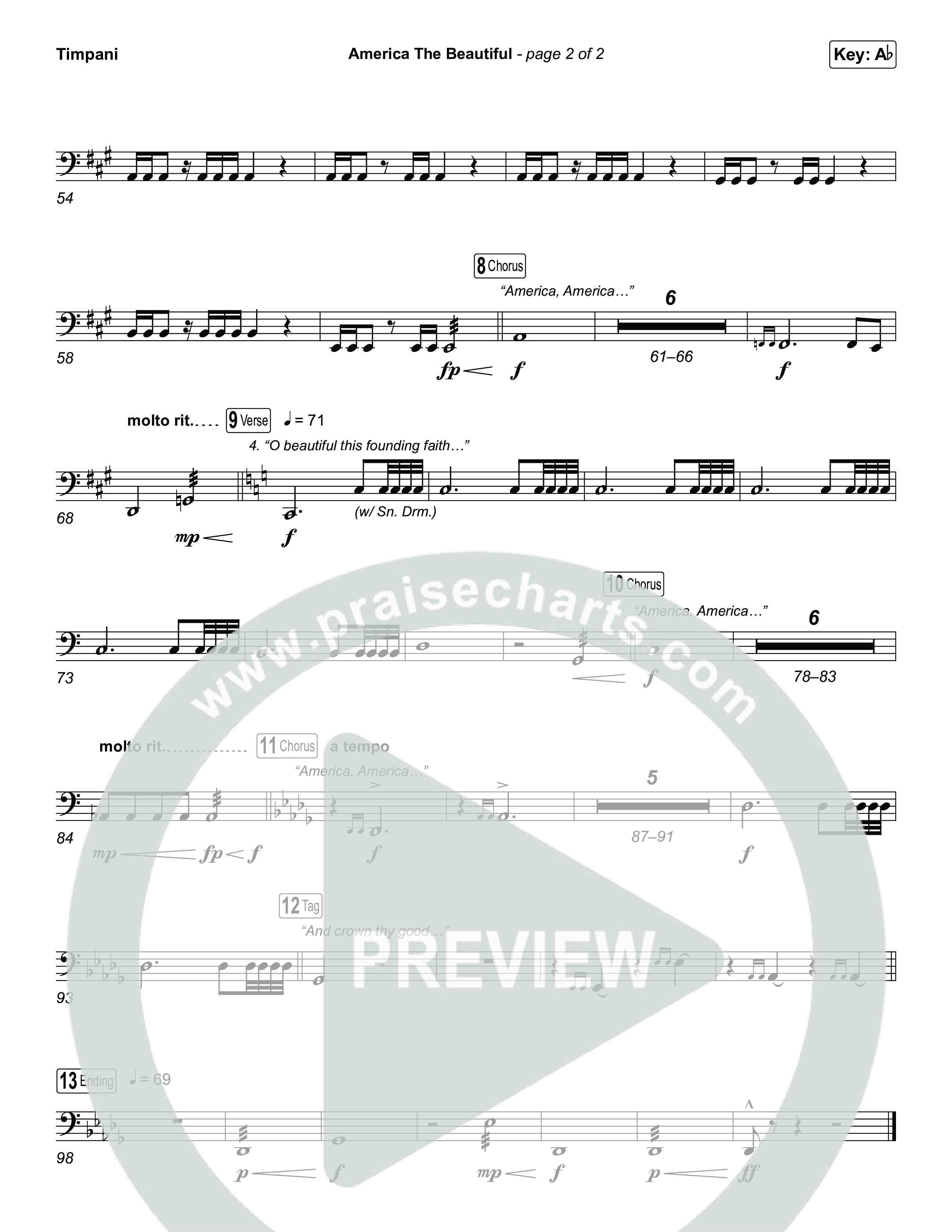America The Beautiful (Choral/SATB) Timpani (Travis Cottrell / Arr. Mason Brown)