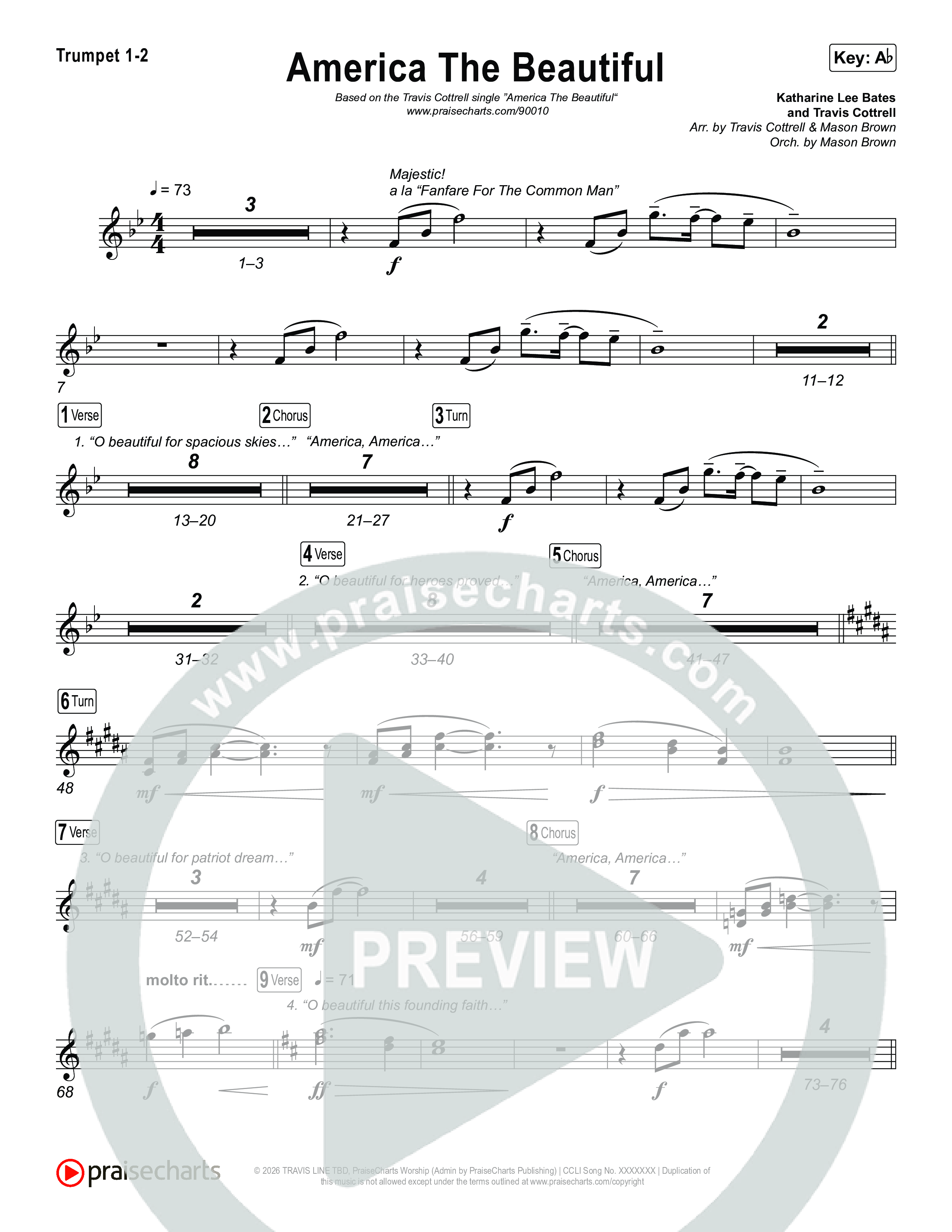 America The Beautiful (Choral/SATB) Brass Pack (Travis Cottrell / Arr. Mason Brown)
