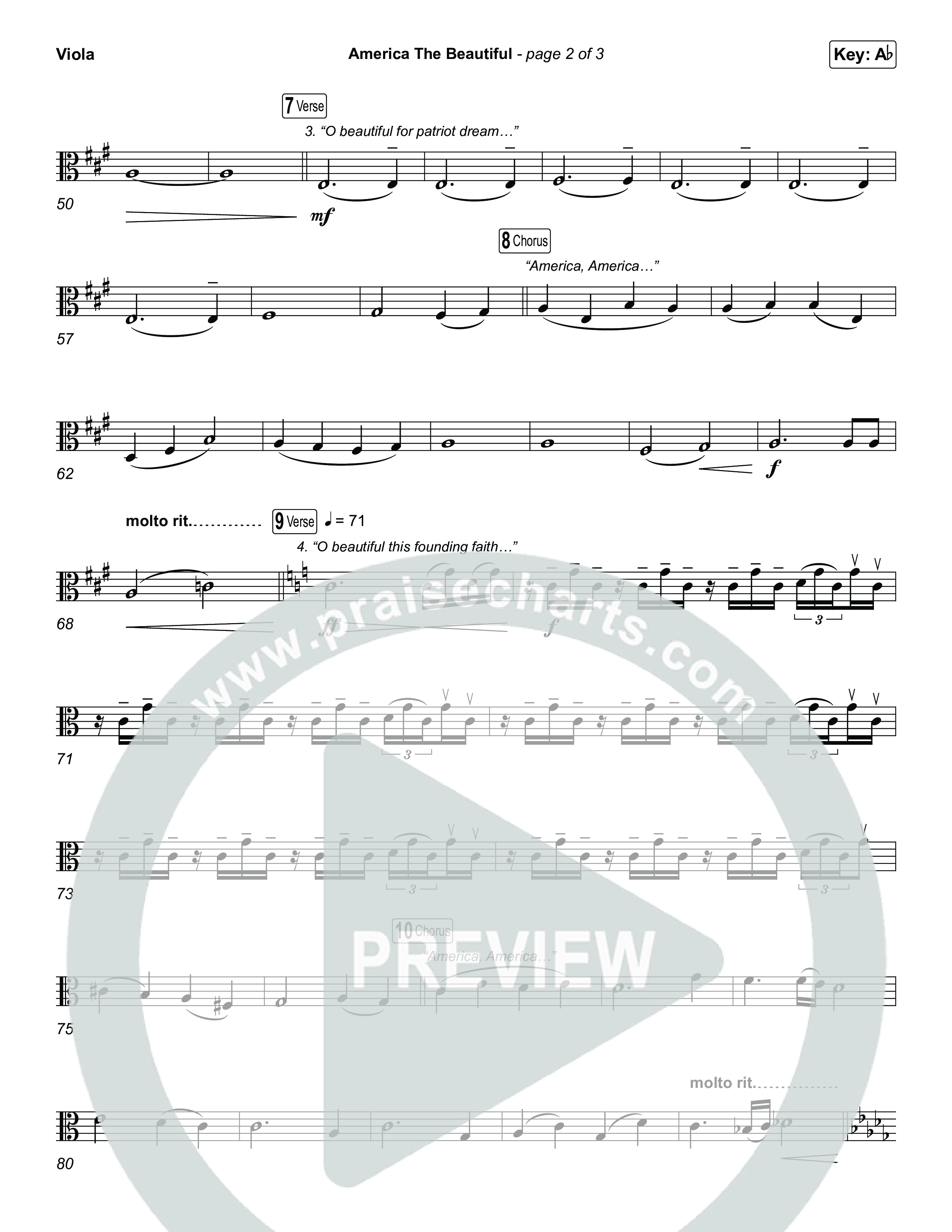 America The Beautiful (Choral/SATB) Viola (Travis Cottrell / Arr. Mason Brown)