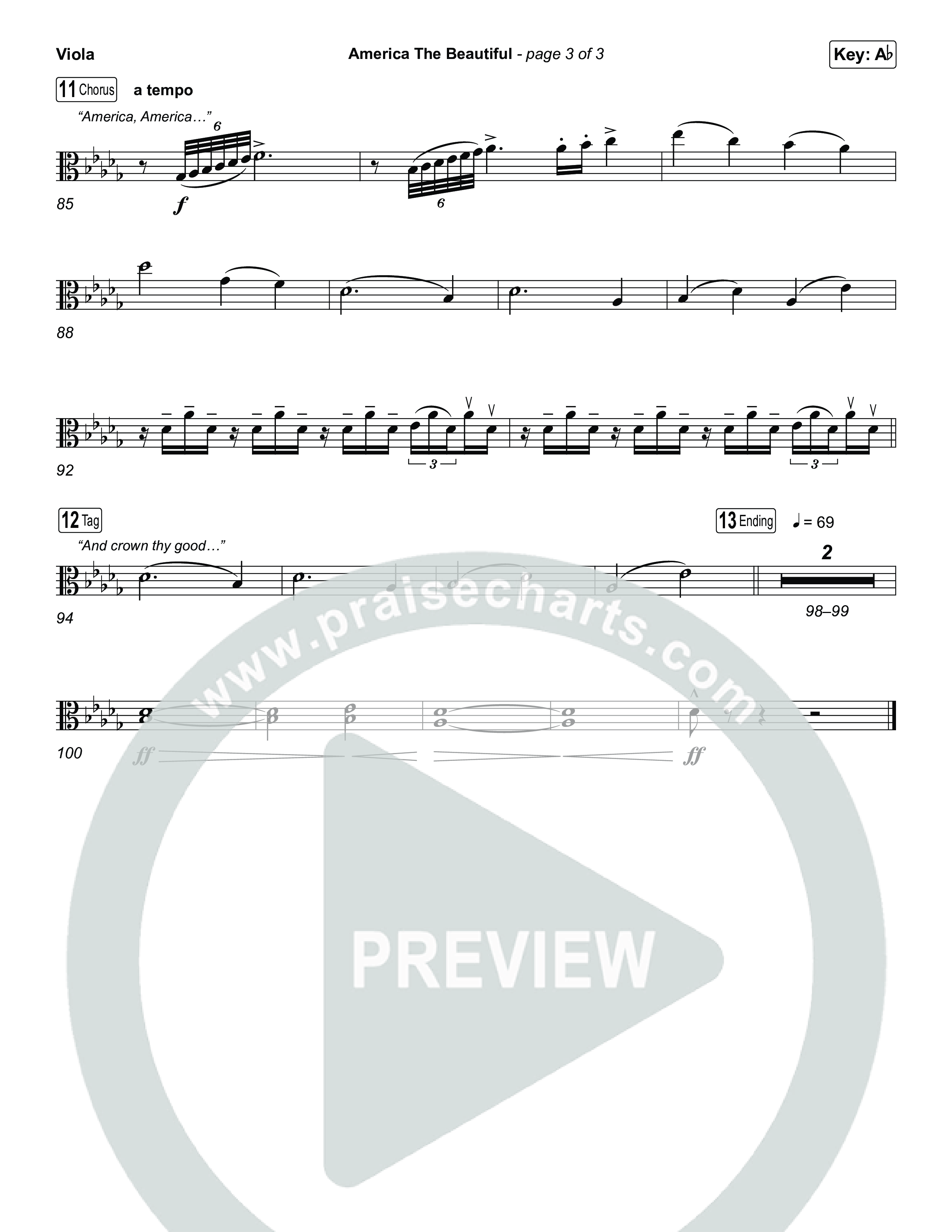 America The Beautiful (Choral/SATB) Viola (Travis Cottrell / Arr. Mason Brown)