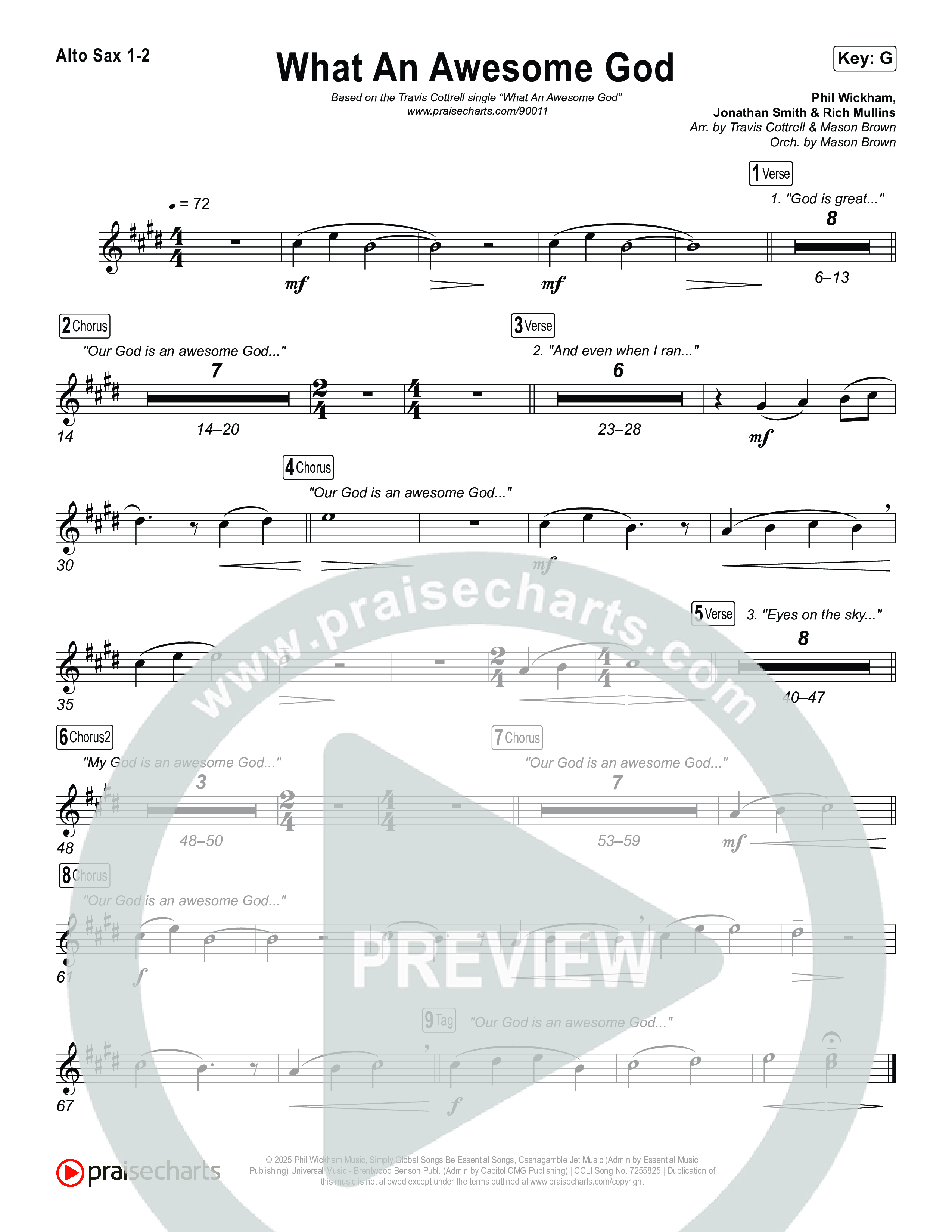 What An Awesome God (Choral/SATB) Alto Sax 1,2 (Travis Cottrell / Arr. Mason Brown)