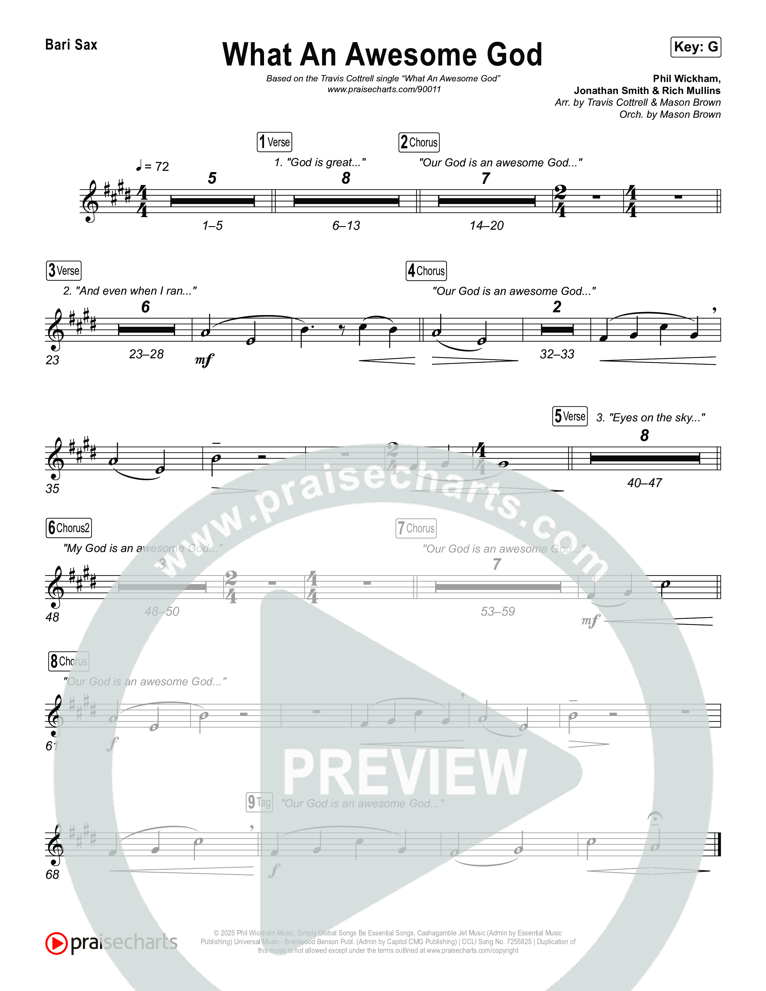 What An Awesome God (Choral/SATB) Bari Sax (Travis Cottrell / Arr. Mason Brown)