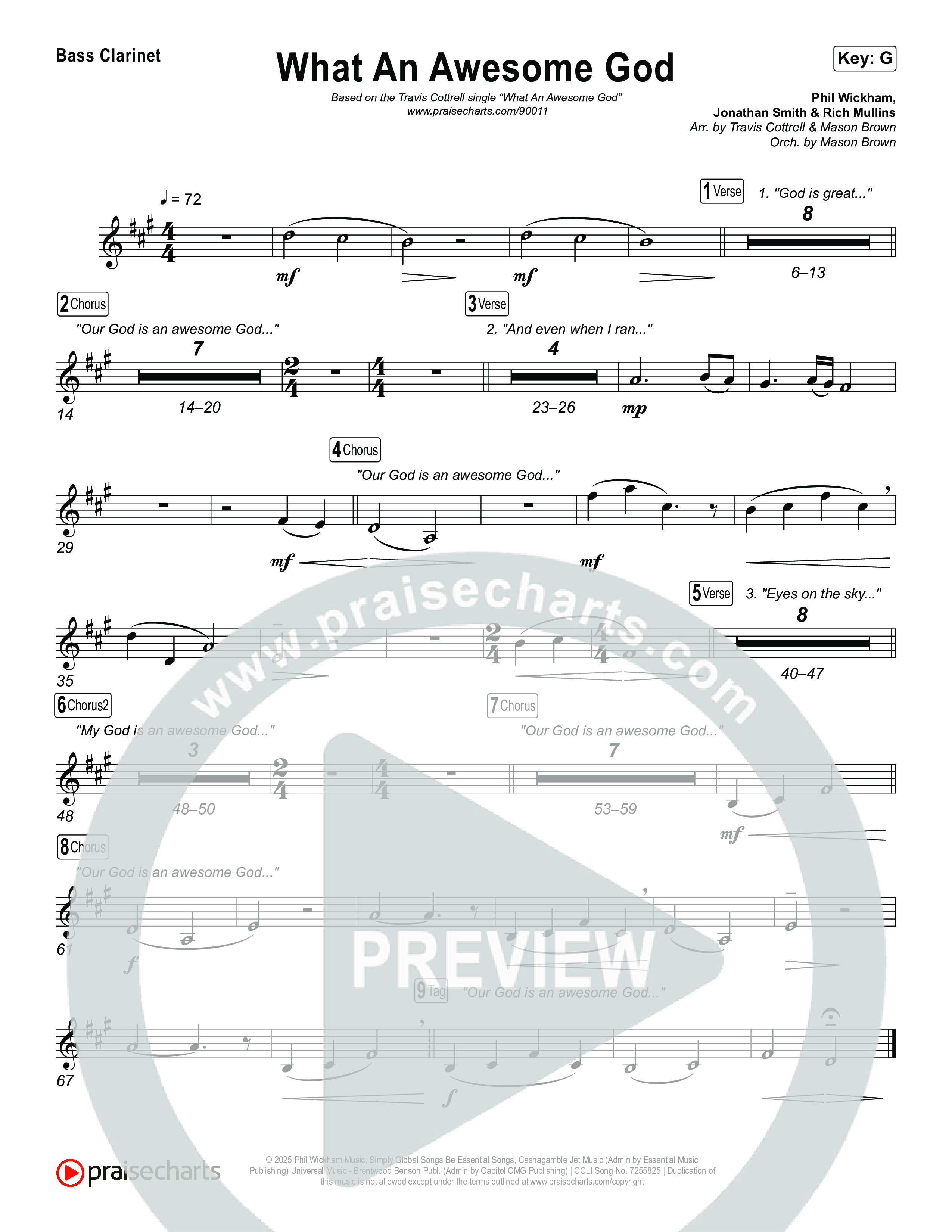 What An Awesome God (Choral/SATB) Bass Clarinet (Travis Cottrell / Arr. Mason Brown)