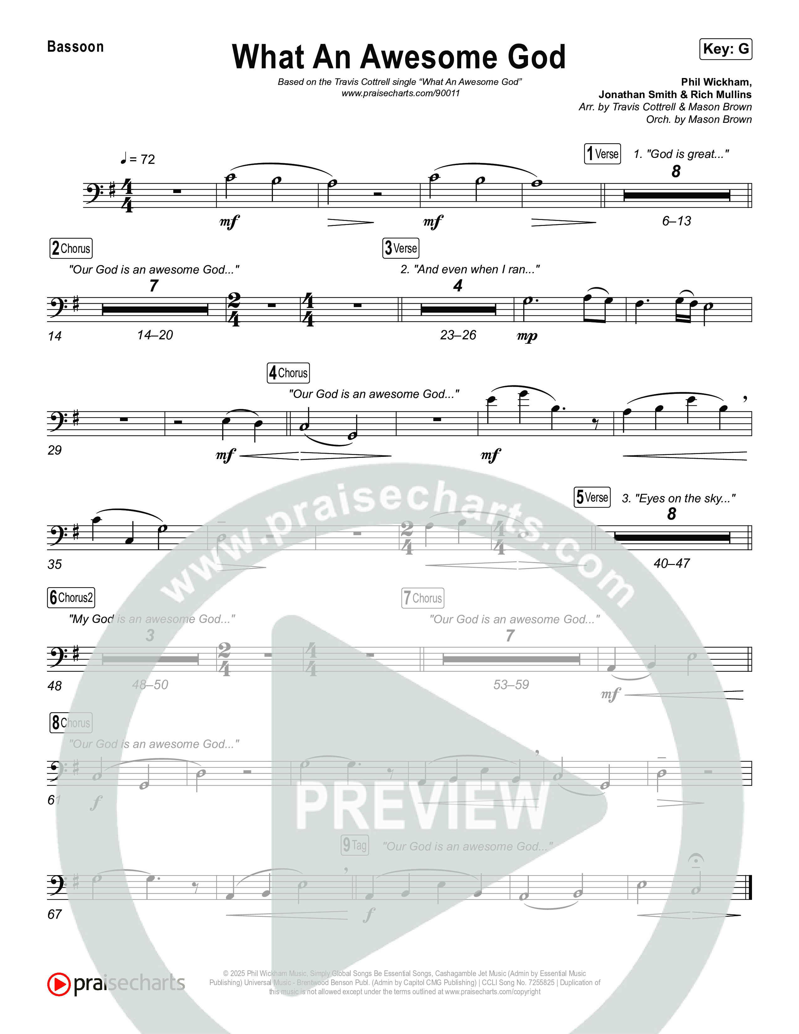 What An Awesome God (Choral/SATB) Bassoon (Travis Cottrell / Arr. Mason Brown)